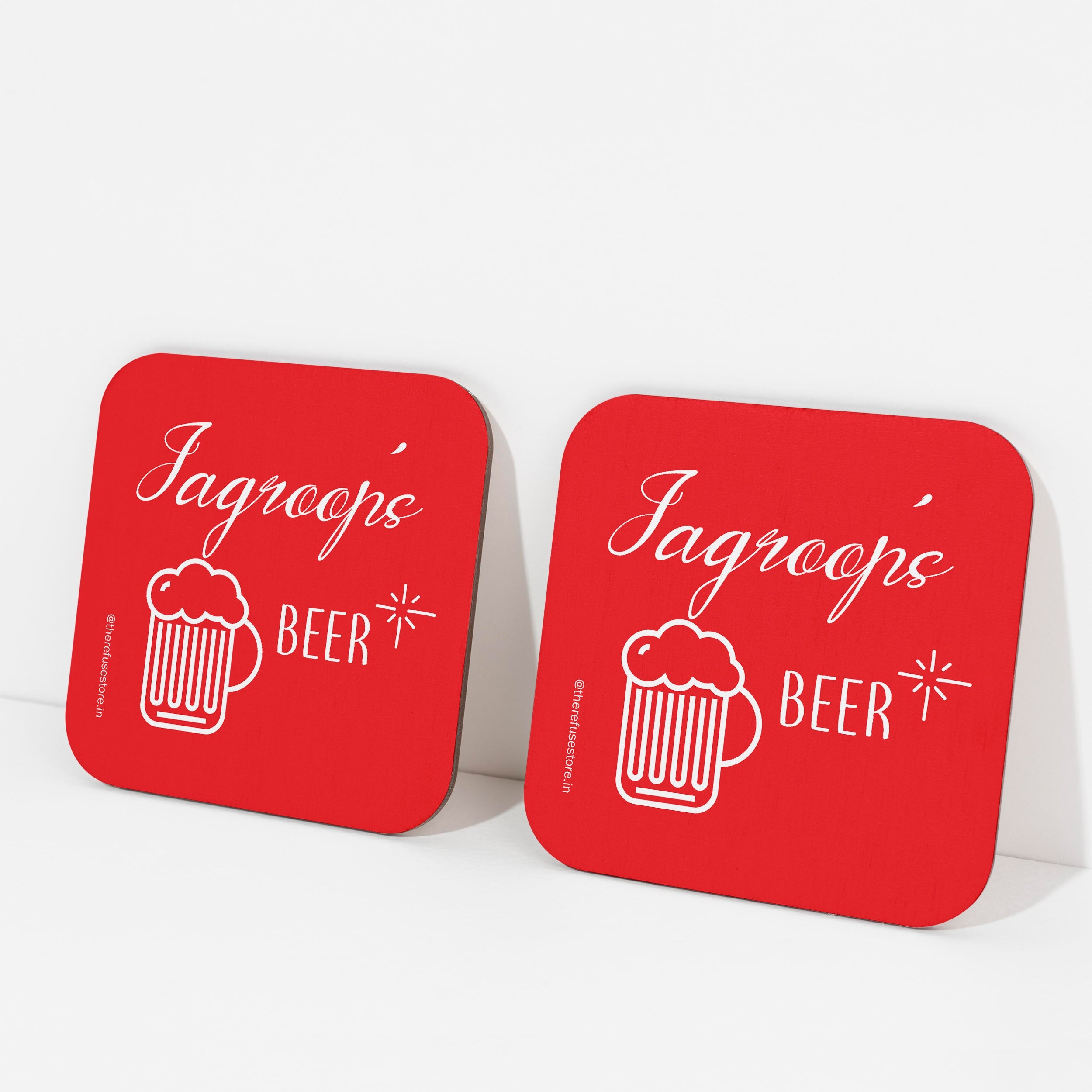 Red persoanlised beer coasters