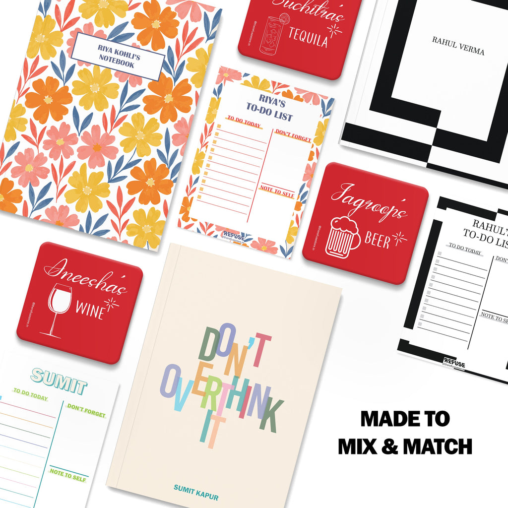 personalised notebook notepad & coaster set