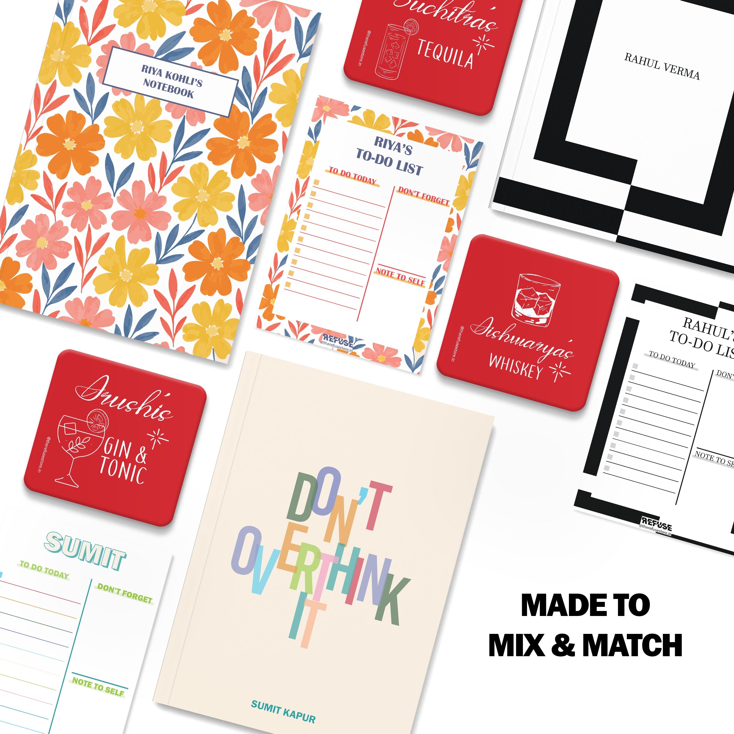 personalised notebook notepad & coaster set