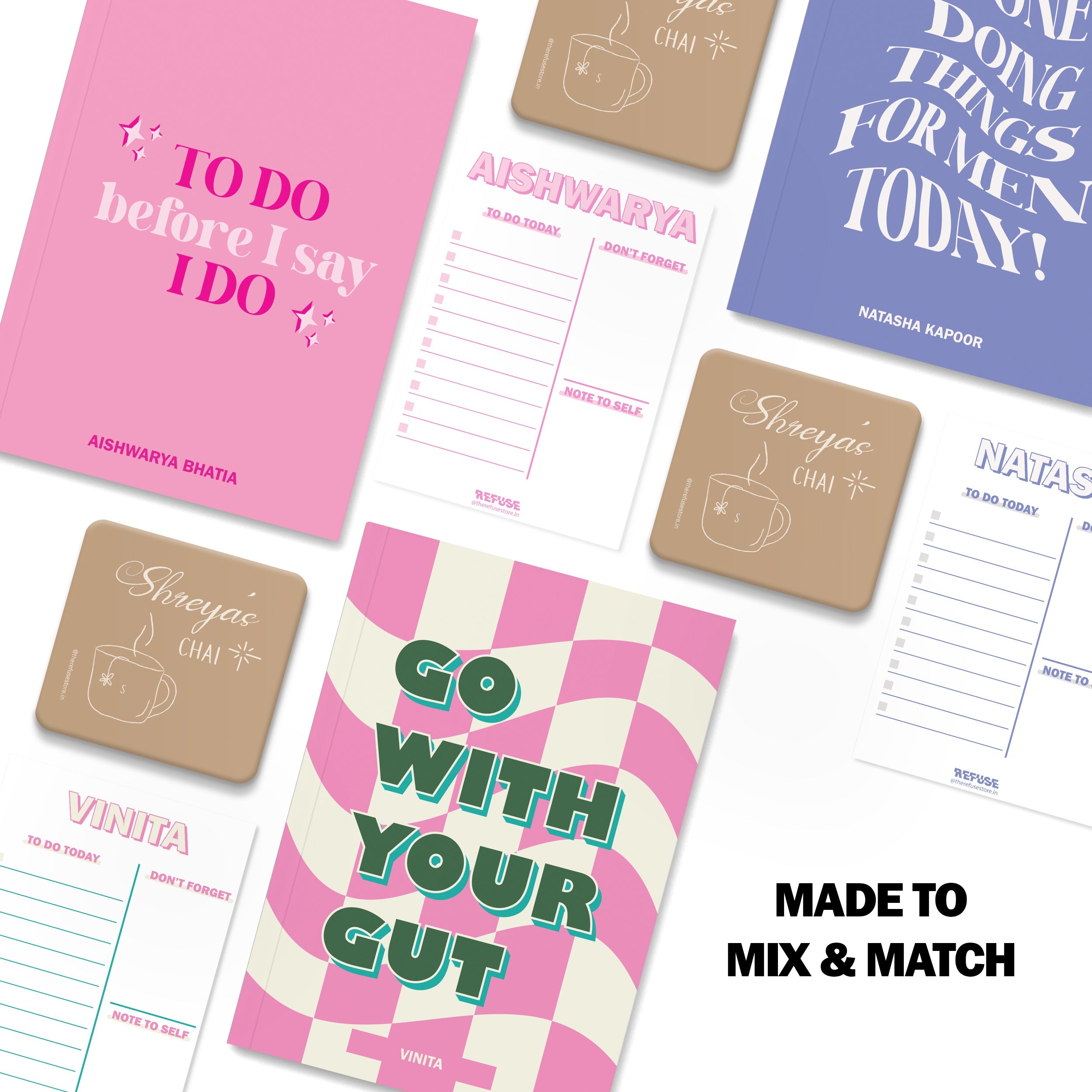personalised notebook notepad & coaster set