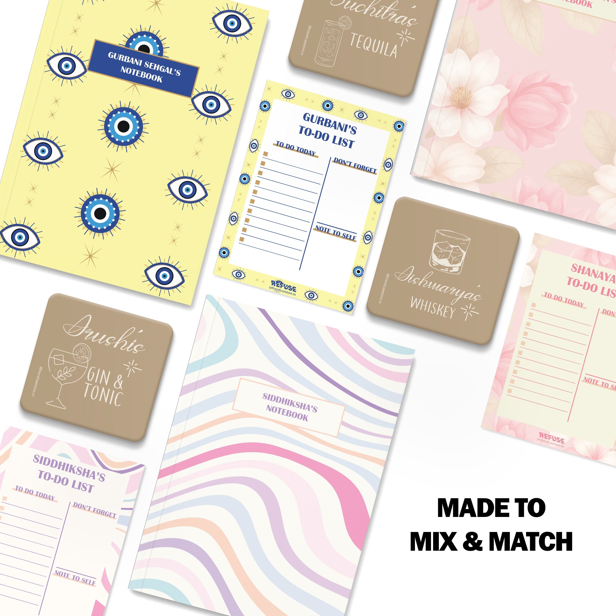 personalised notebook notepad & coaster set