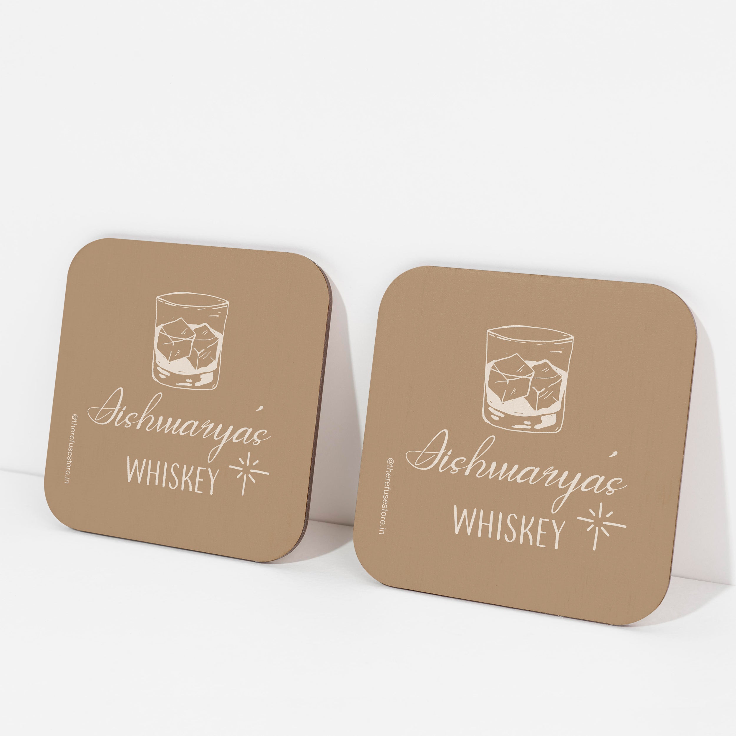 Brown persoanlised Whiskey coasters