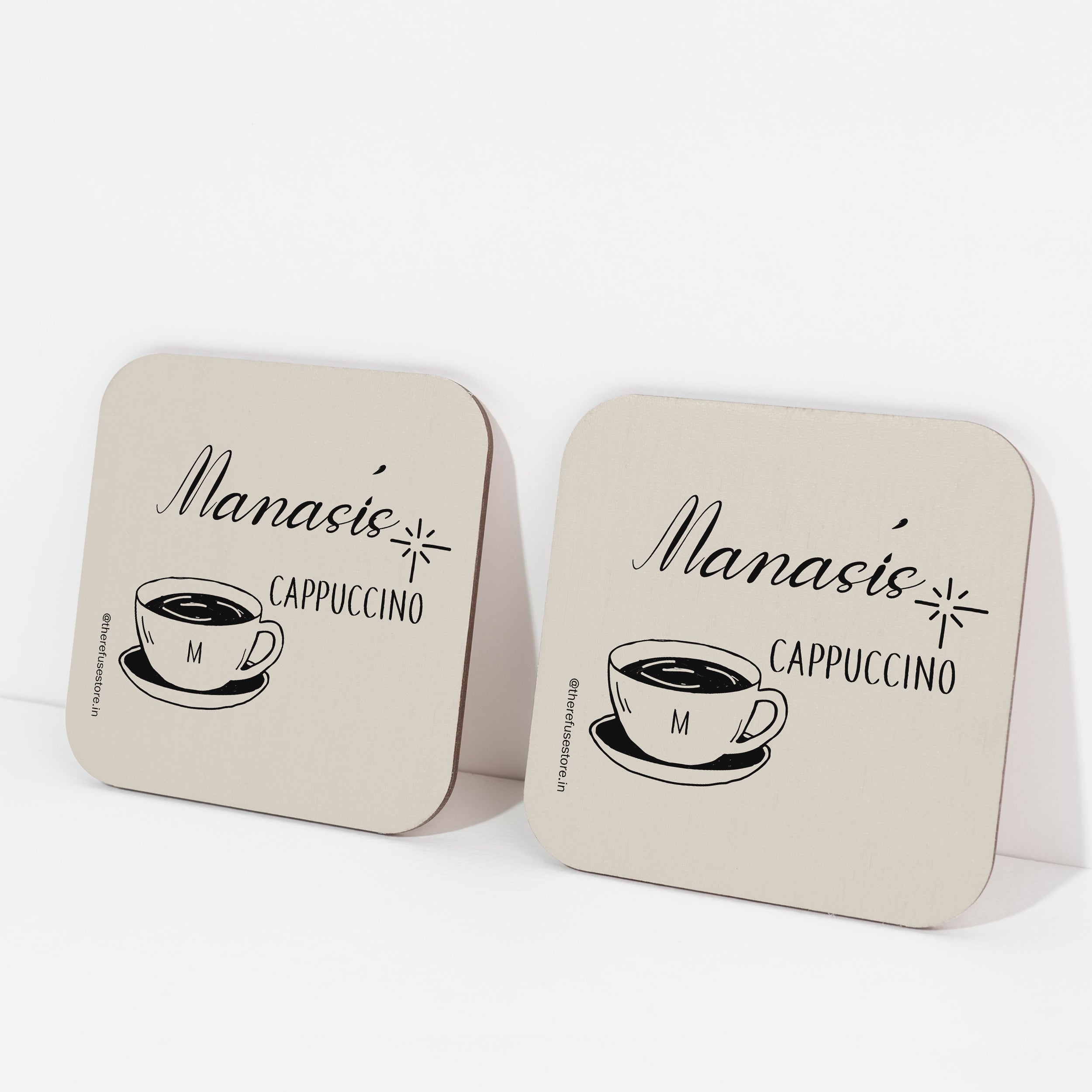 Beige persoanlised Cappuccino coasters