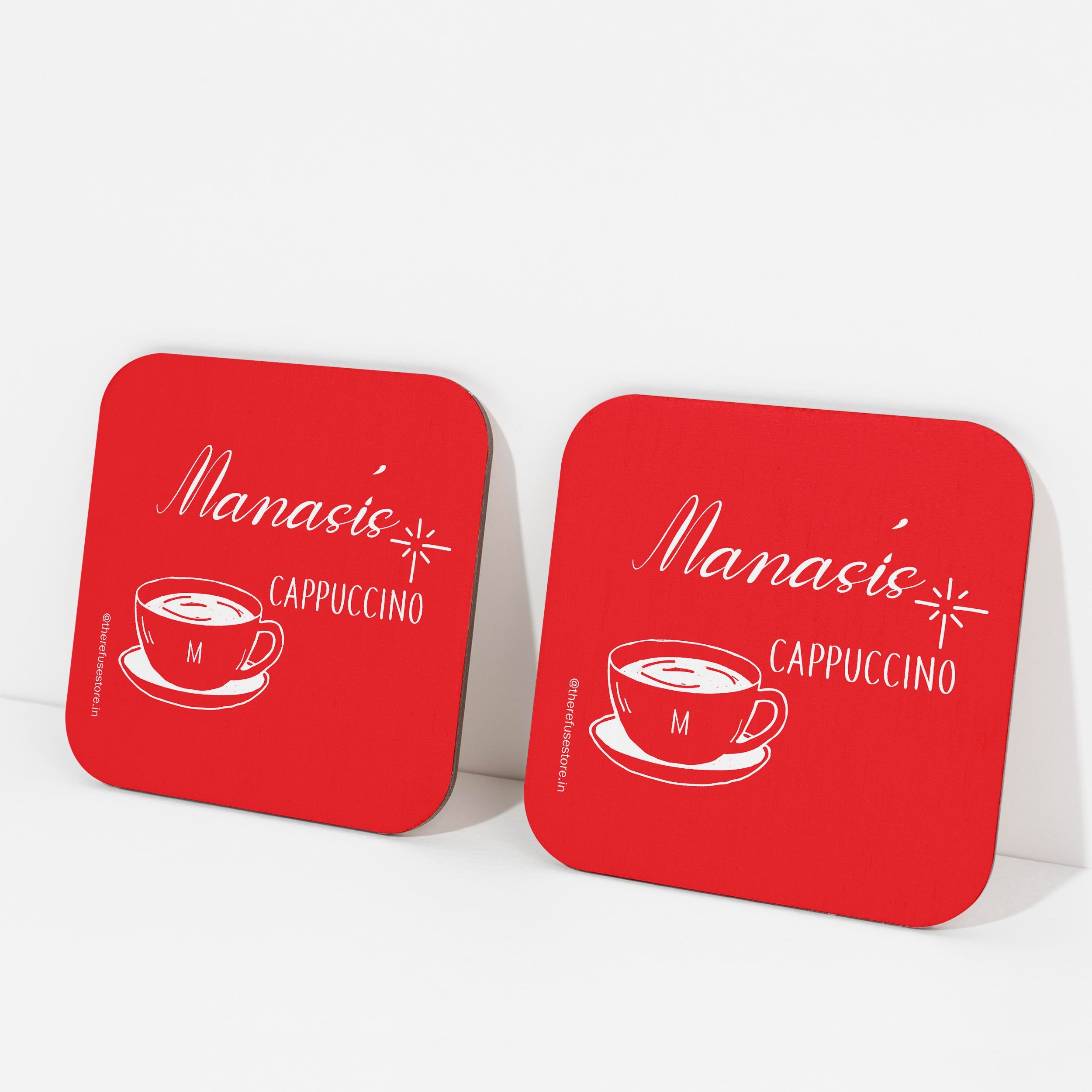 Red persoanlised Cappuccino coasters