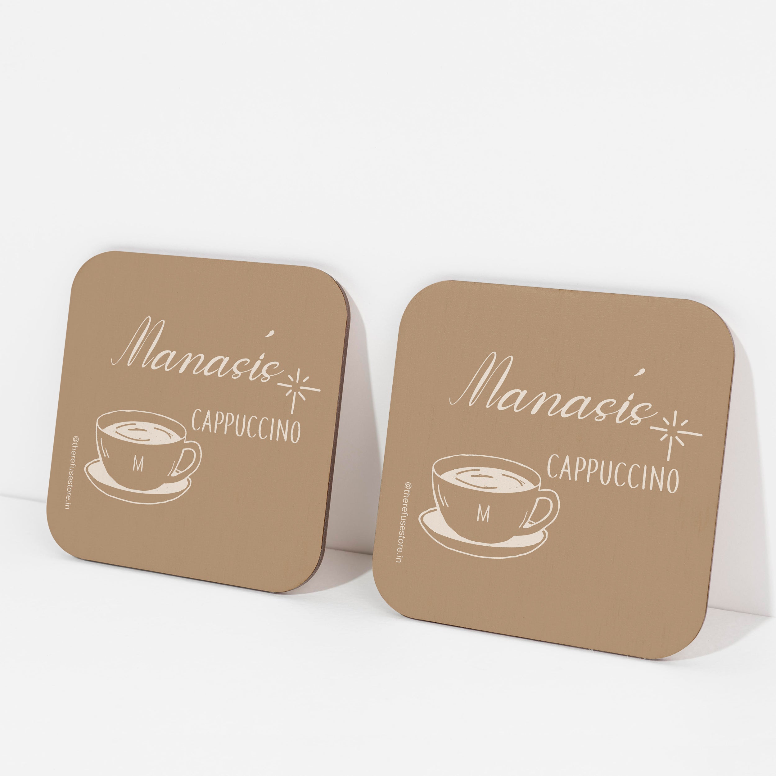 Brown persoanlised Cappuccino coasters
