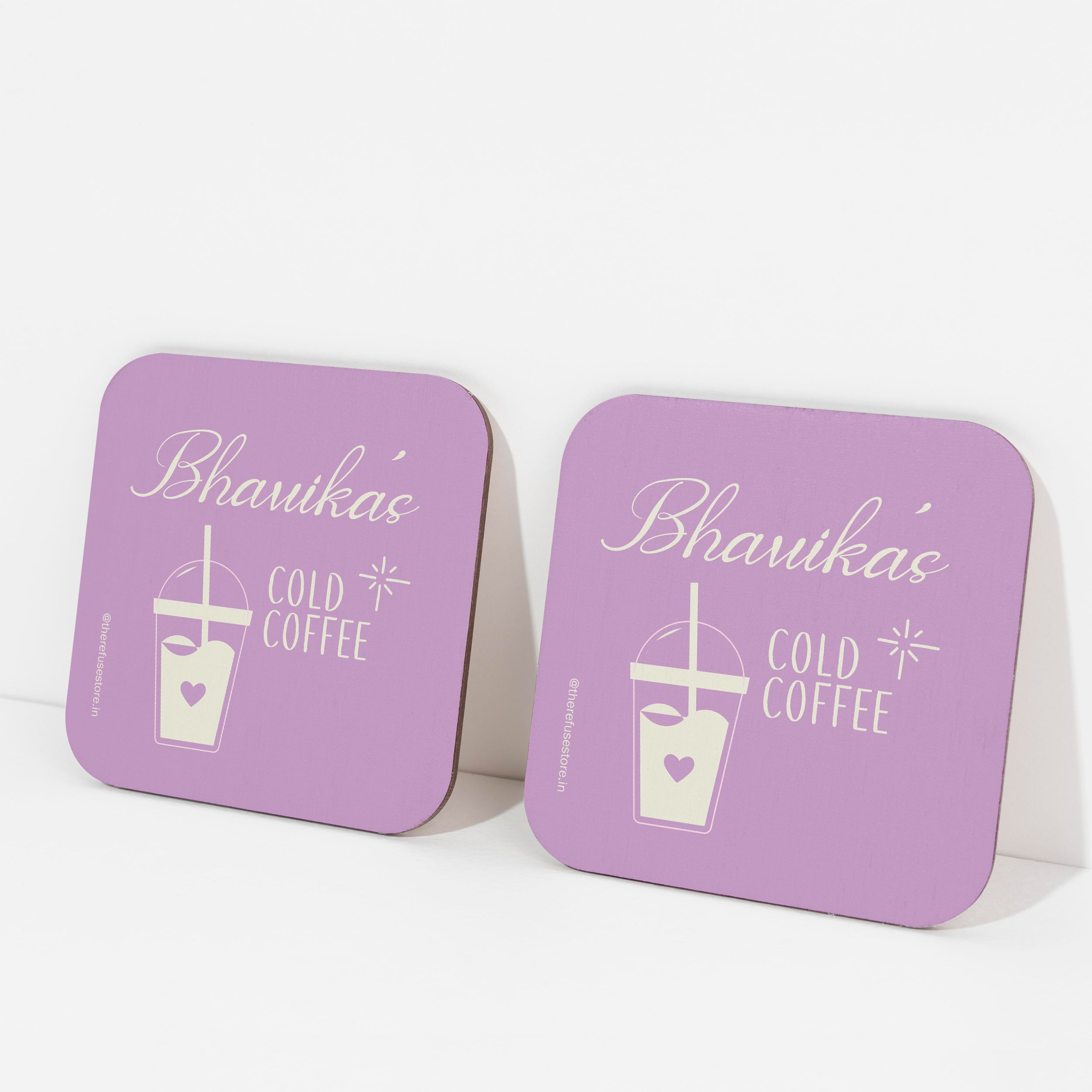 Lilac persoanlised Cold Coffee coasters