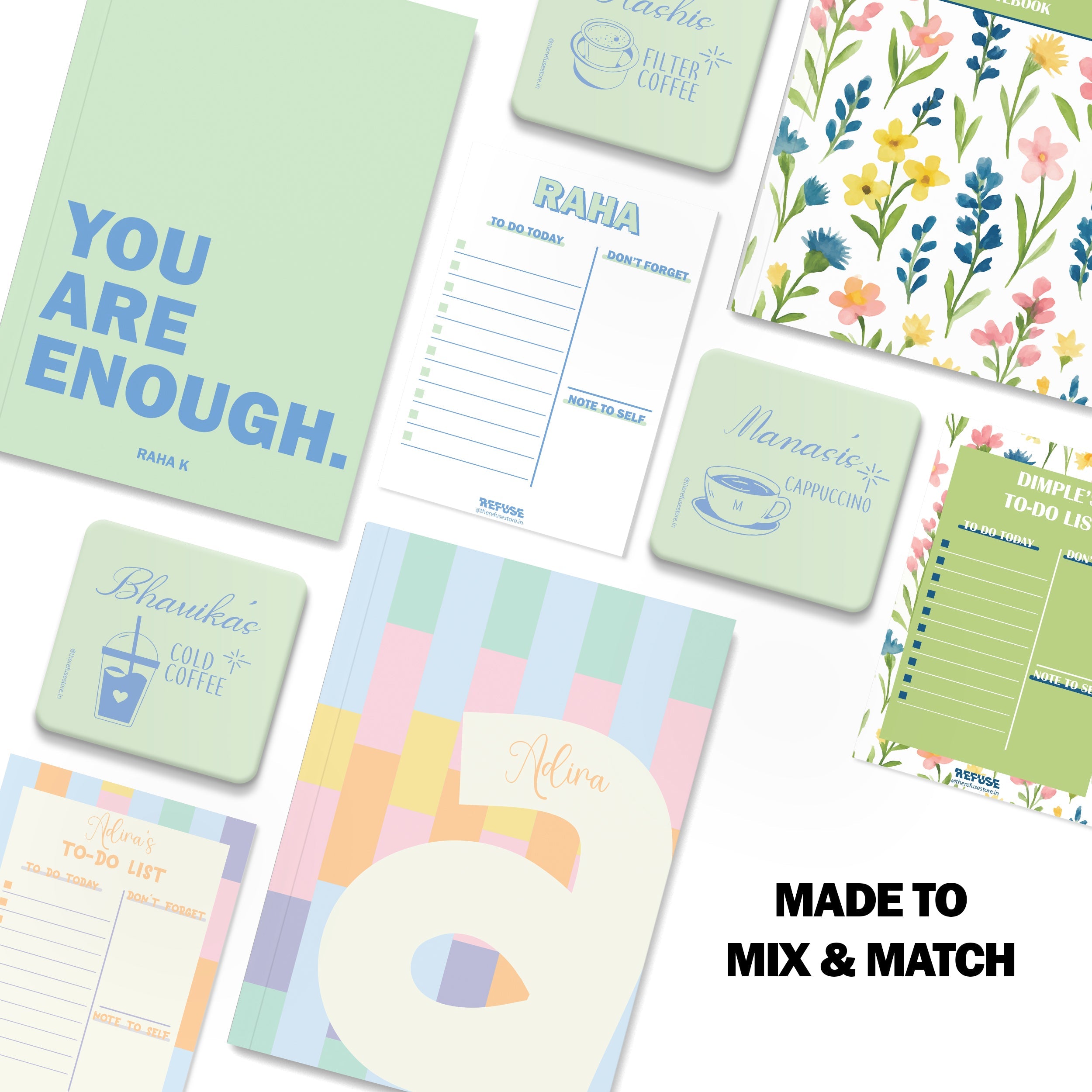 personalised notebook notepad & coaster set