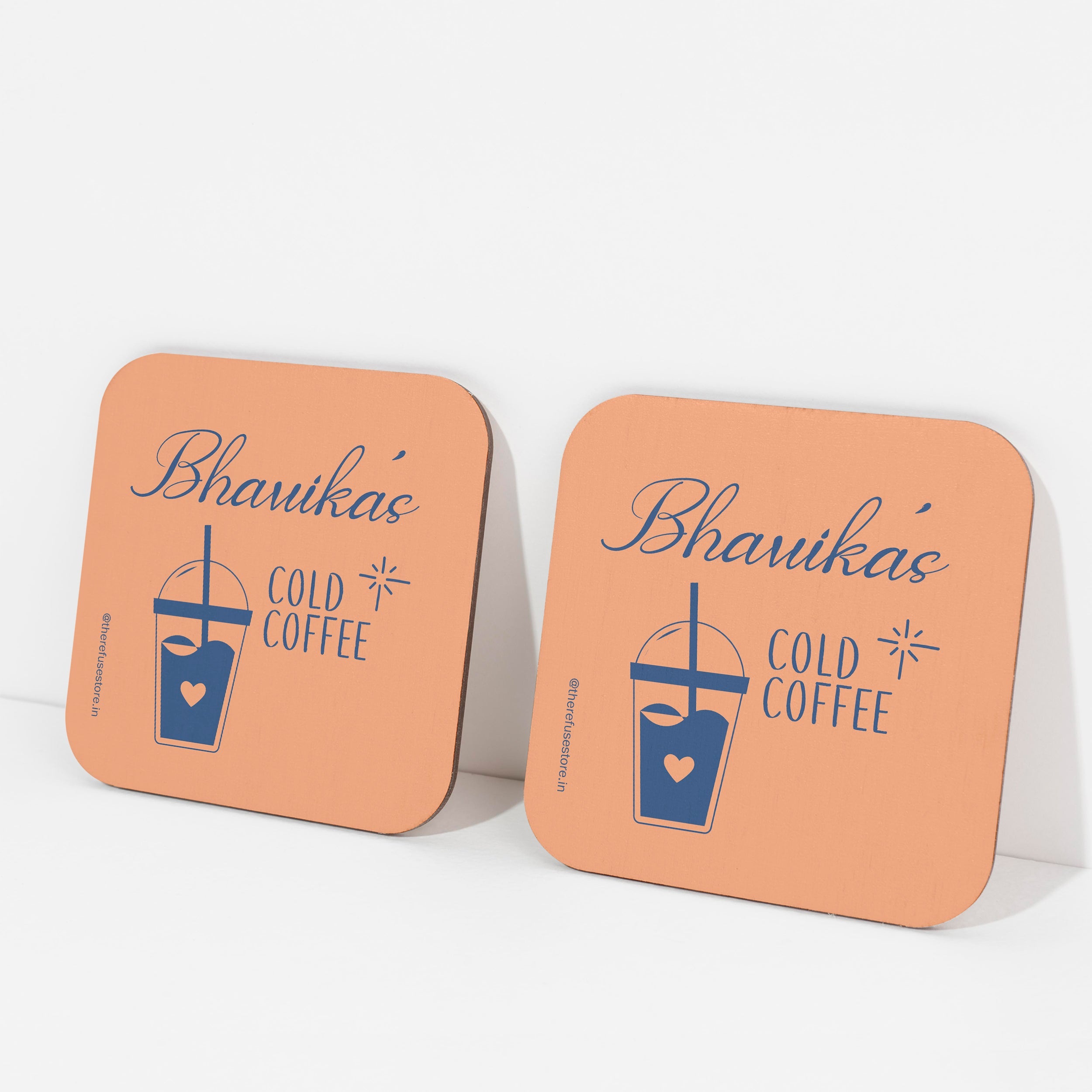 Orange persoanlised Cold Coffee coasters