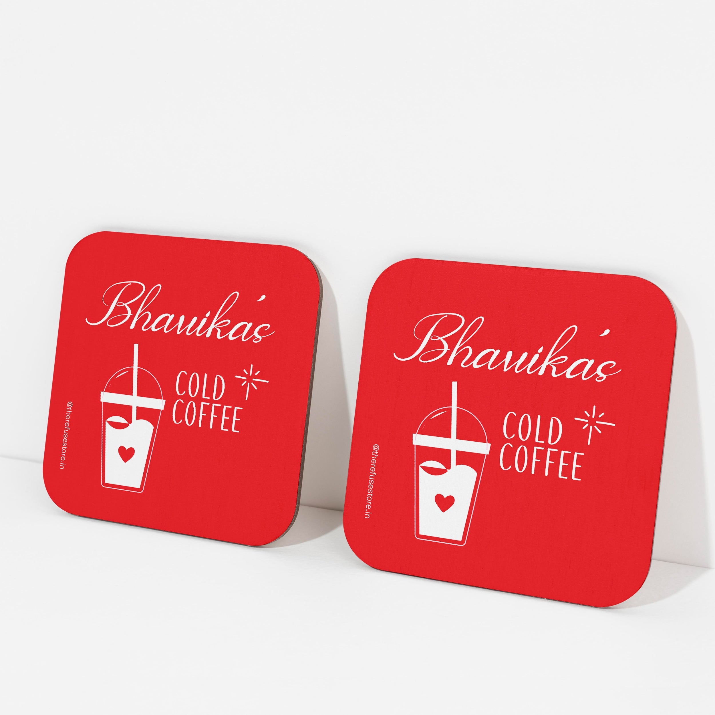 Red persoanlised Cold Coffee coasters