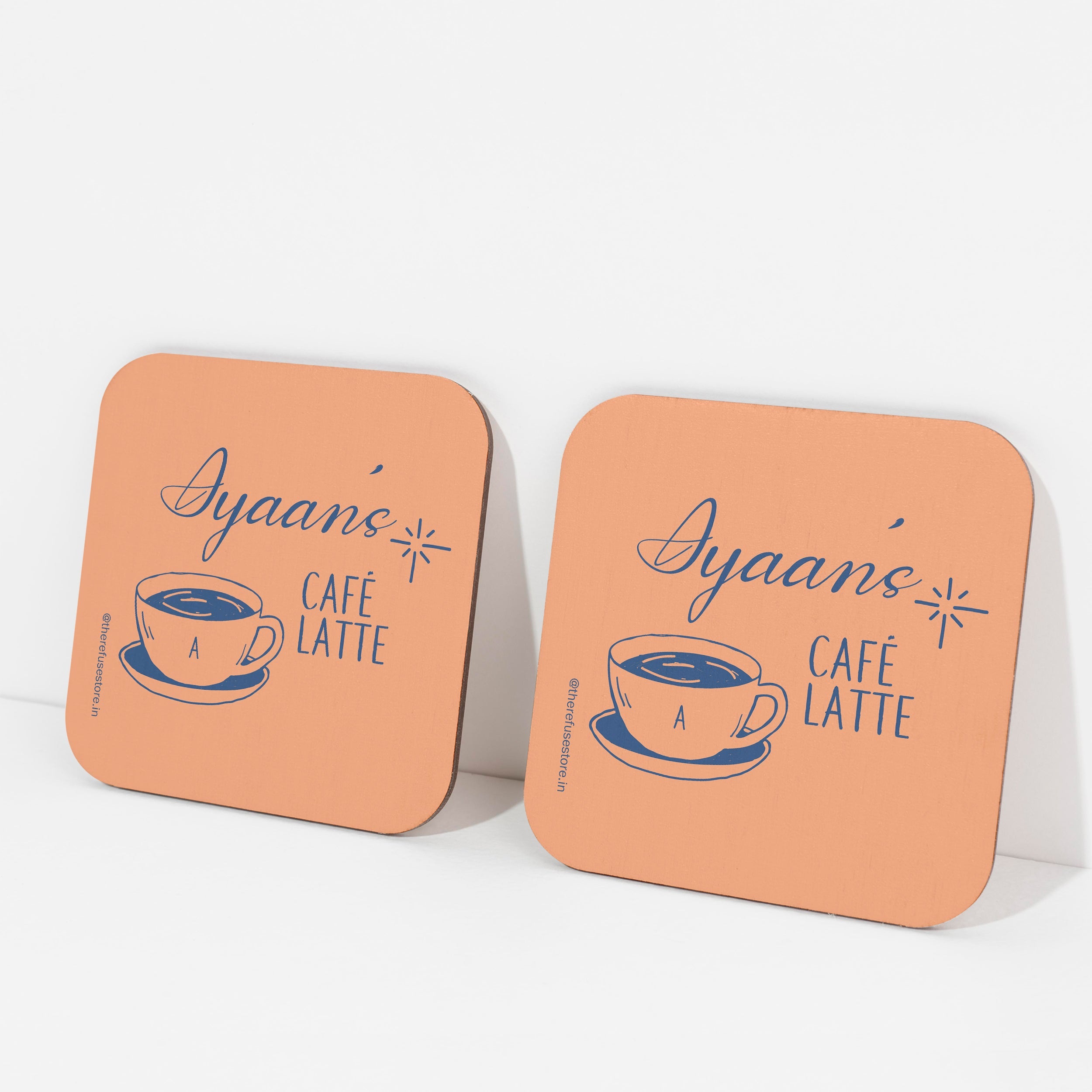 Orange persoanlised cafe latte coasters