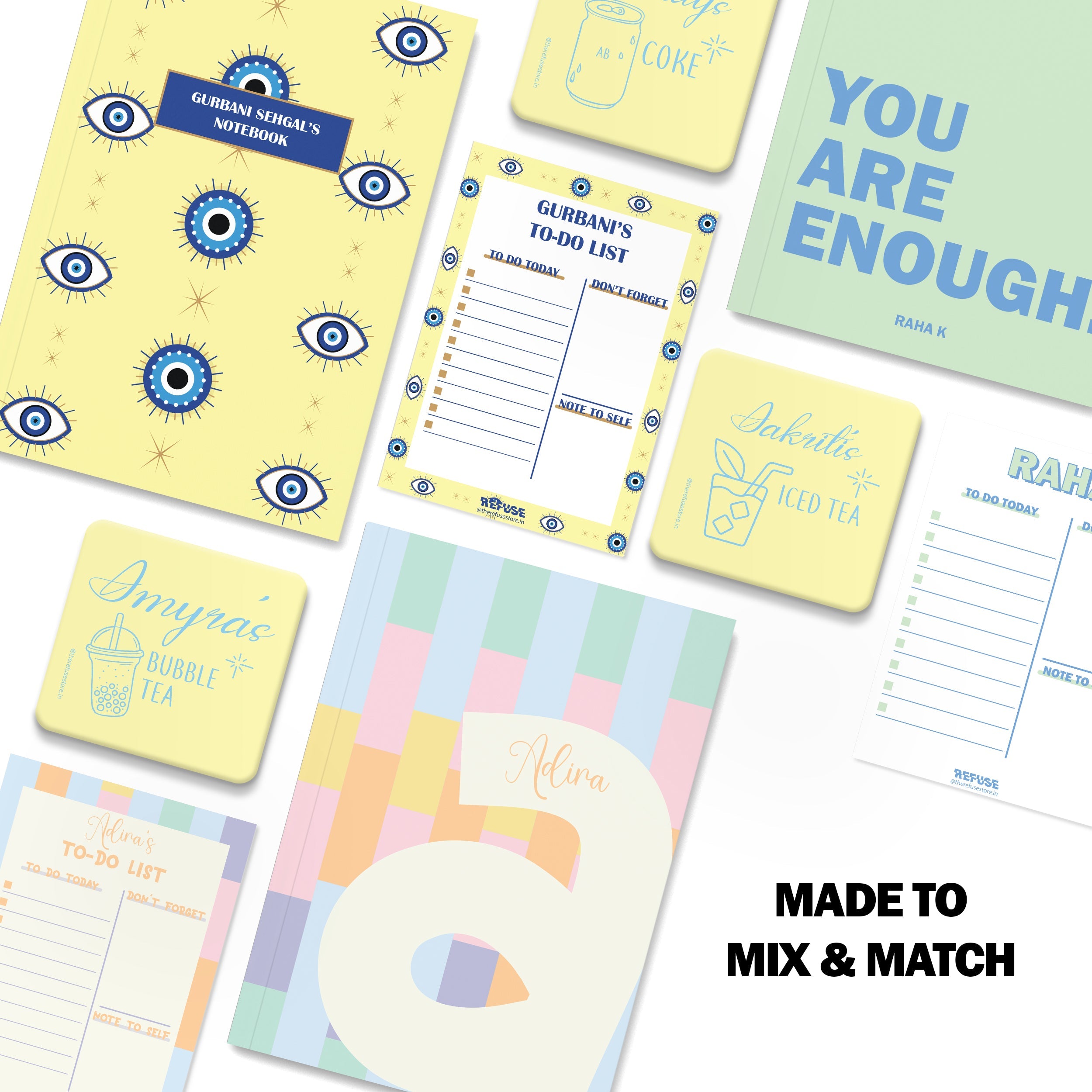 personalised notebook notepad & coaster set