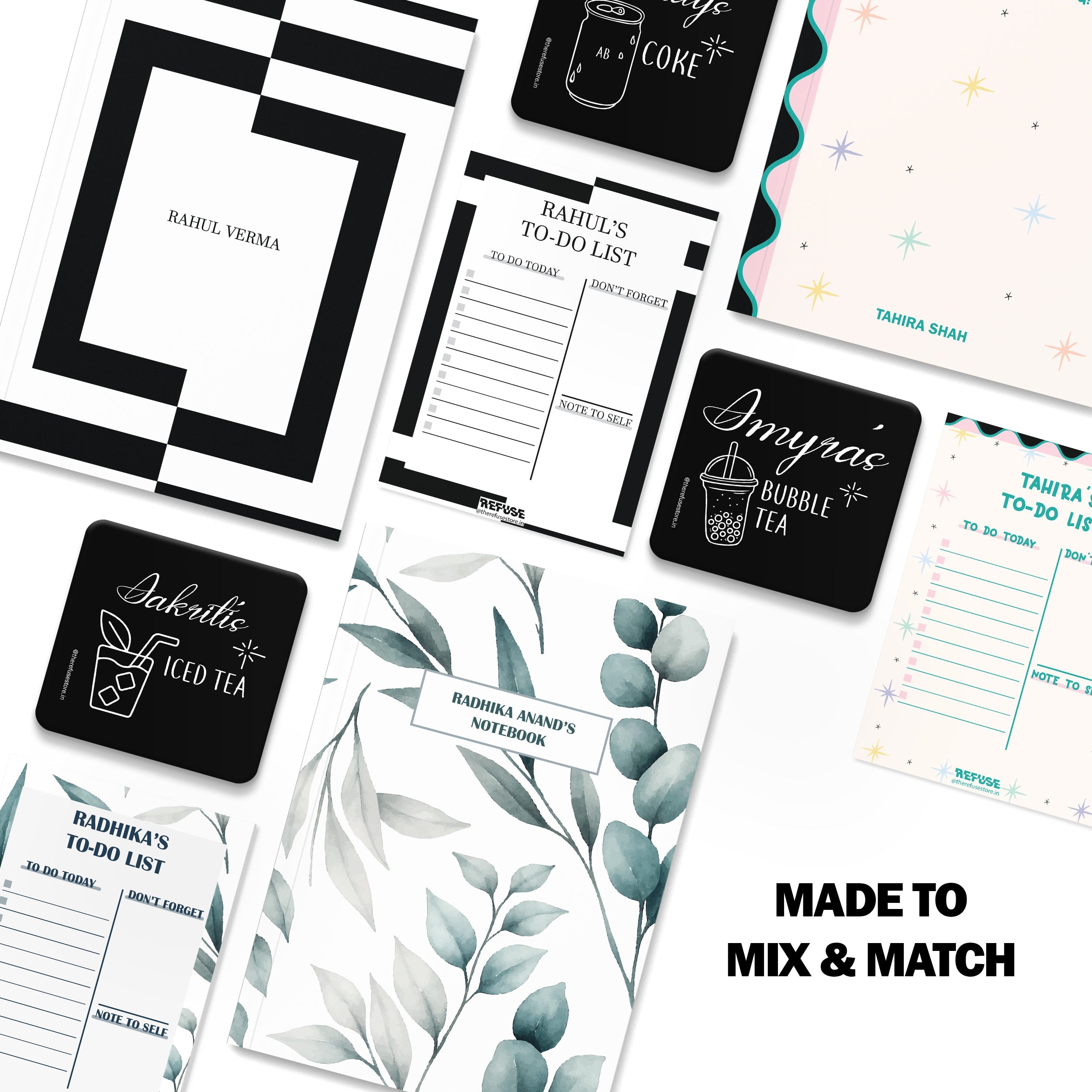 personalised notebook notepad & coaster set