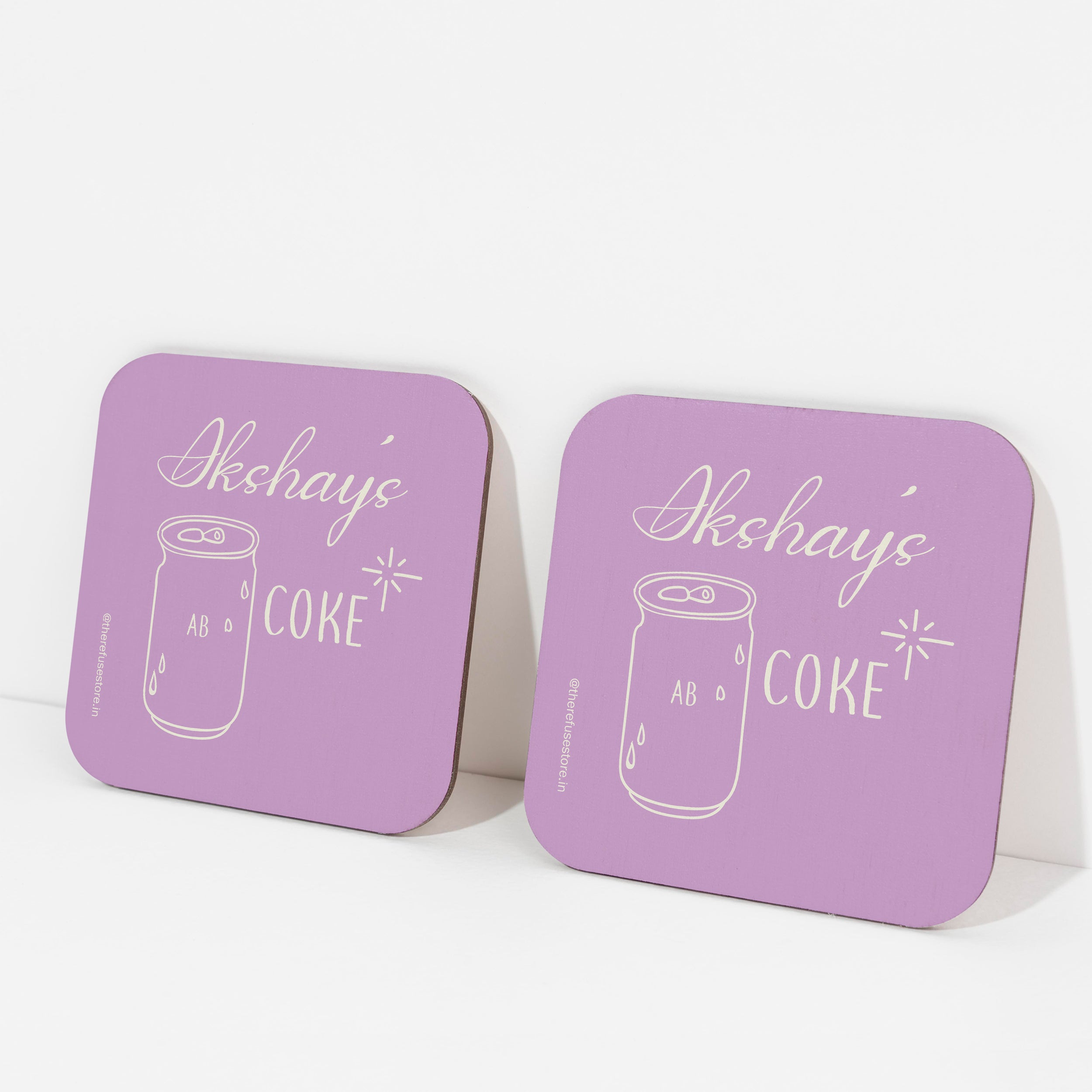 Lilac persoanlised coke coasters