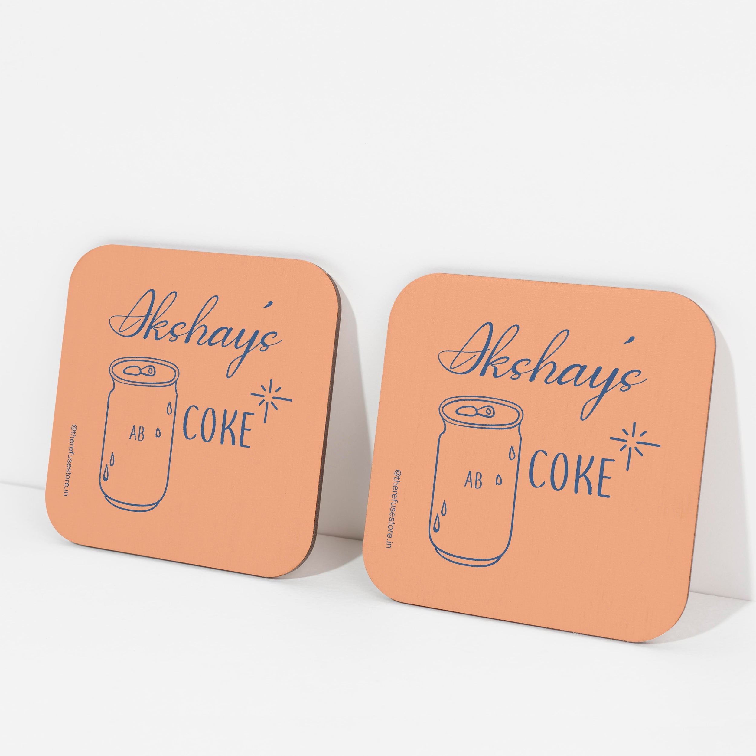 Orange persoanlised coke coasters