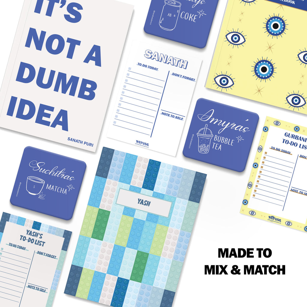 personalised notebook notepad & coaster set