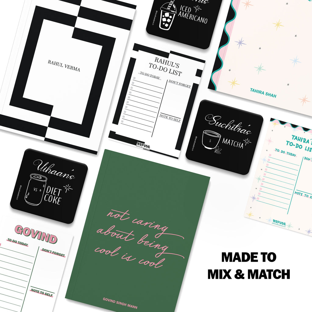 personalised notebook notepad & coaster set