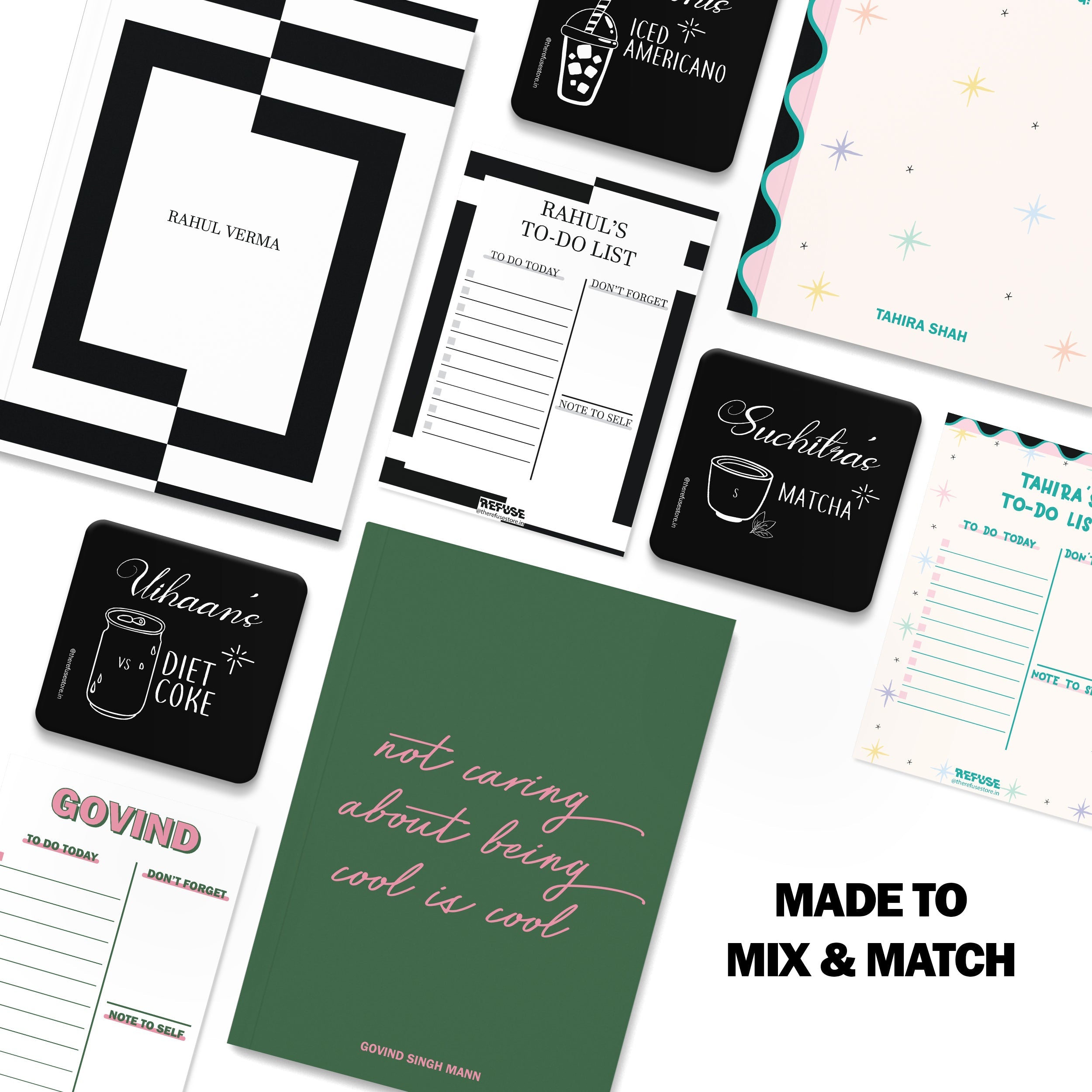 personalised notebook notepad & coaster set
