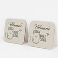 Beige persoanlised diet coke coasters