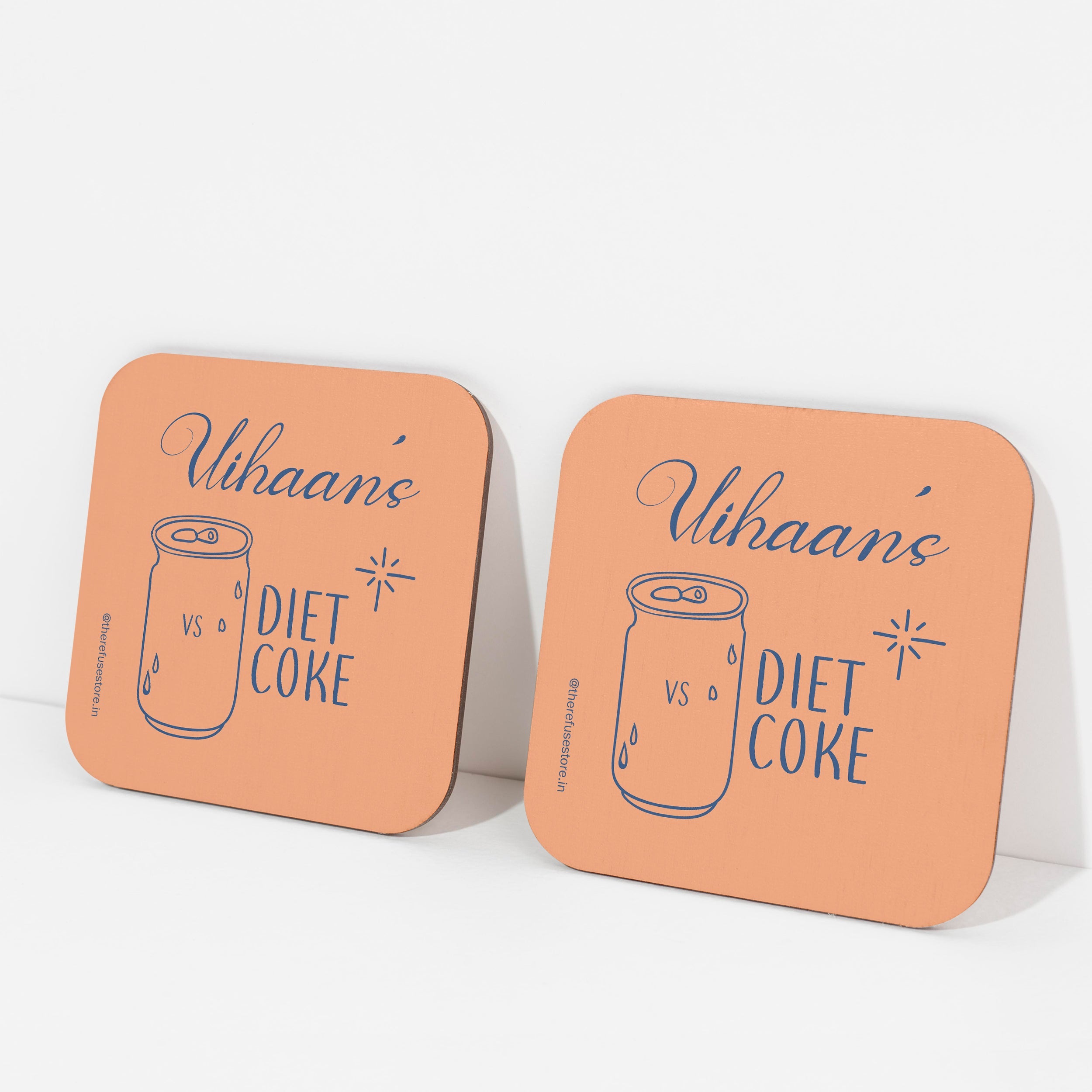 Orange persoanlised diet coke coasters