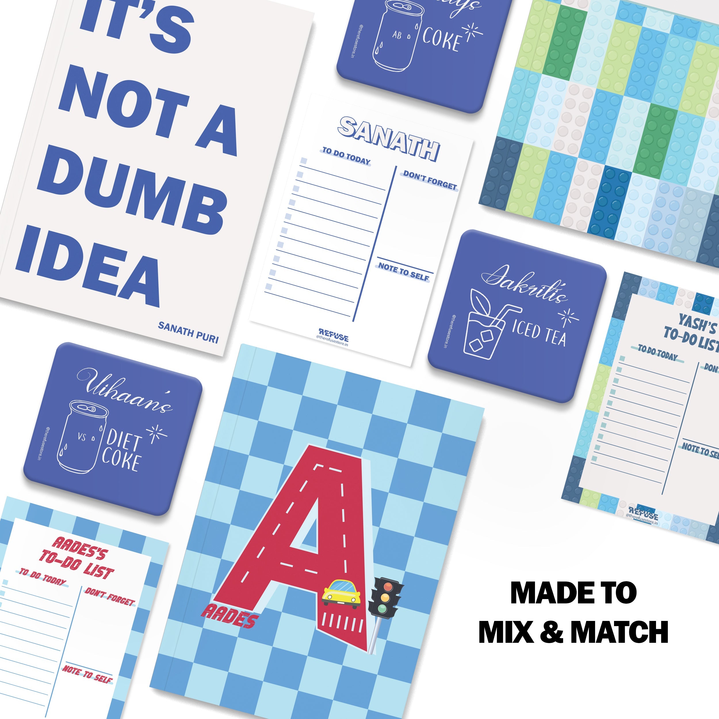 personalised notebook notepad & coaster set