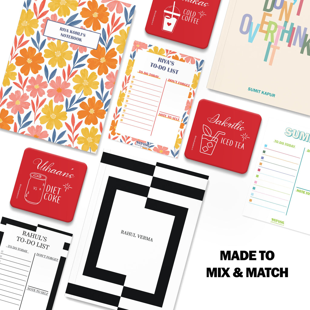 personalised notebook notepad & coaster set