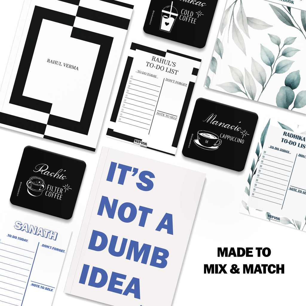 personalised notebook notepad & coaster set