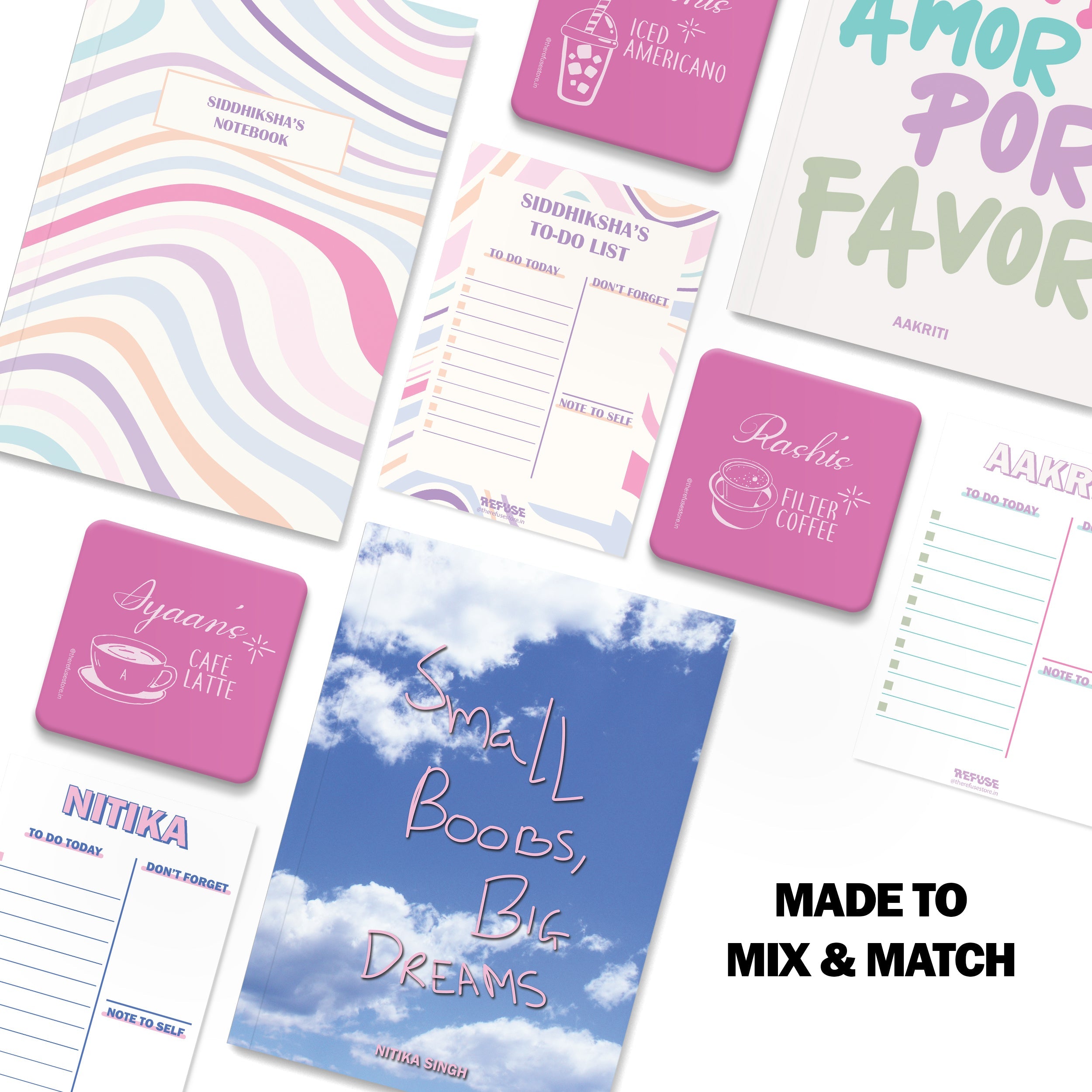 personalised notebook notepad & coaster set