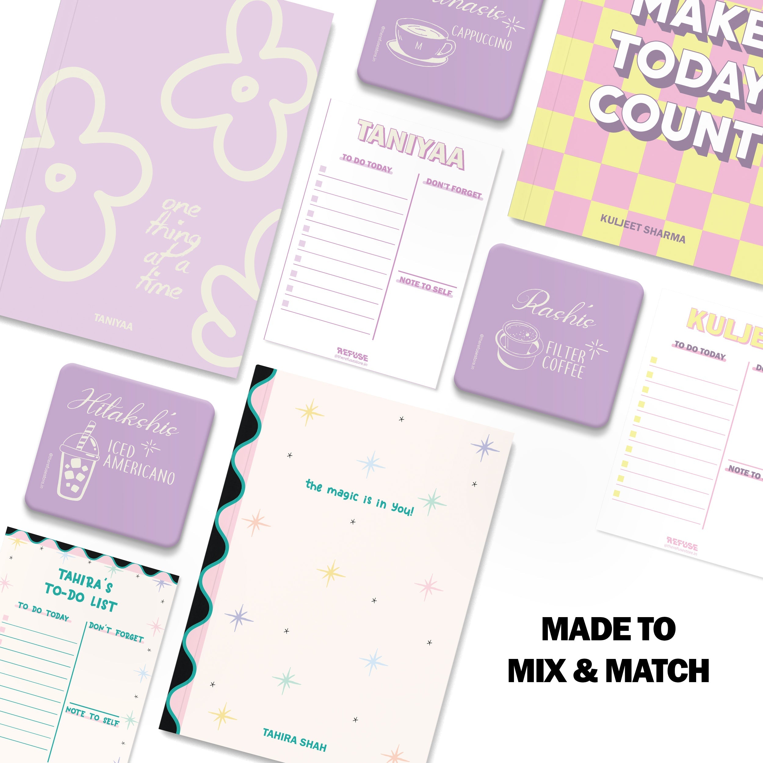 personalised notebook notepad & coaster set