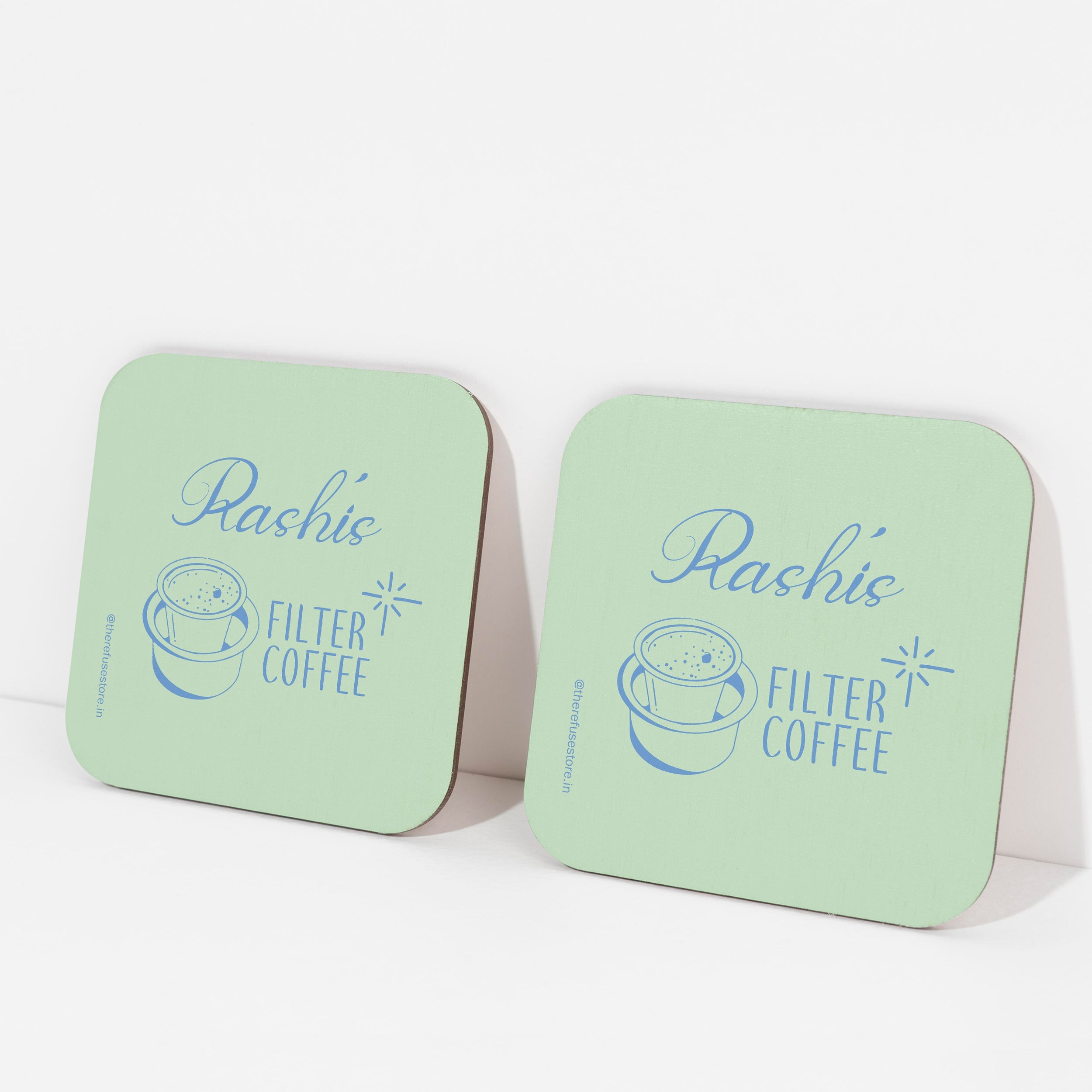 Green persoanlised Filter Coffee coasters