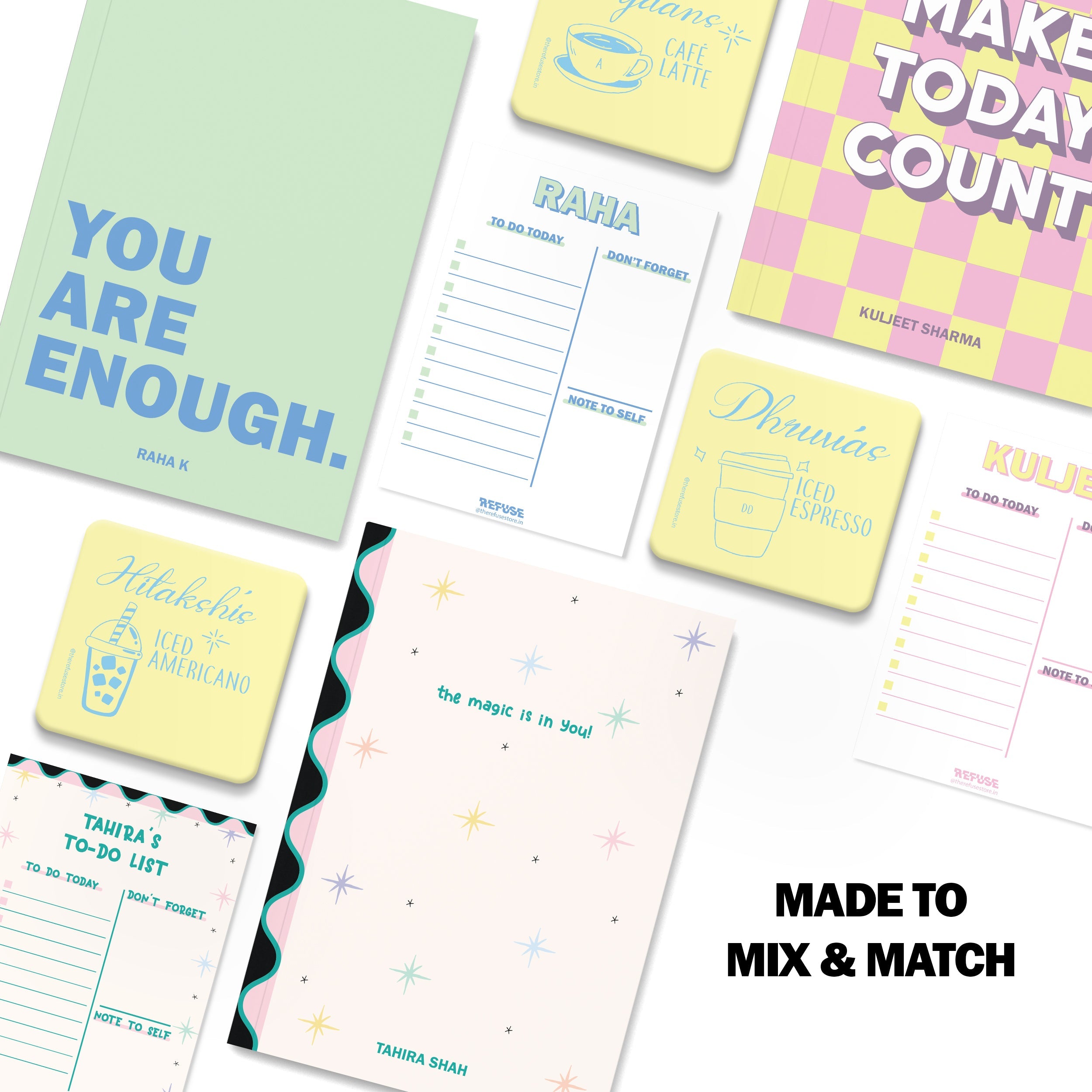 personalised notebook notepad & coaster set