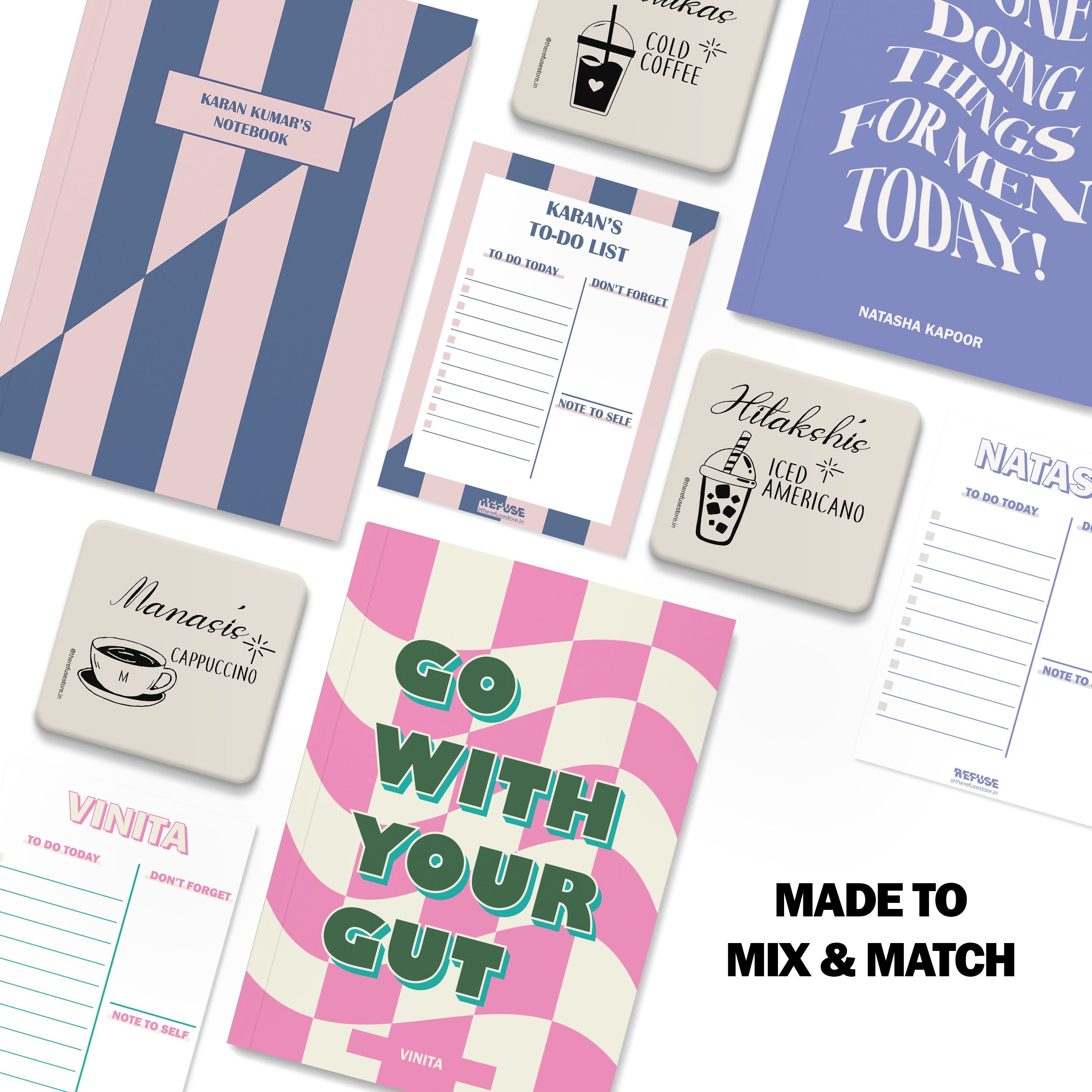 personalised notebook notepad & coaster set