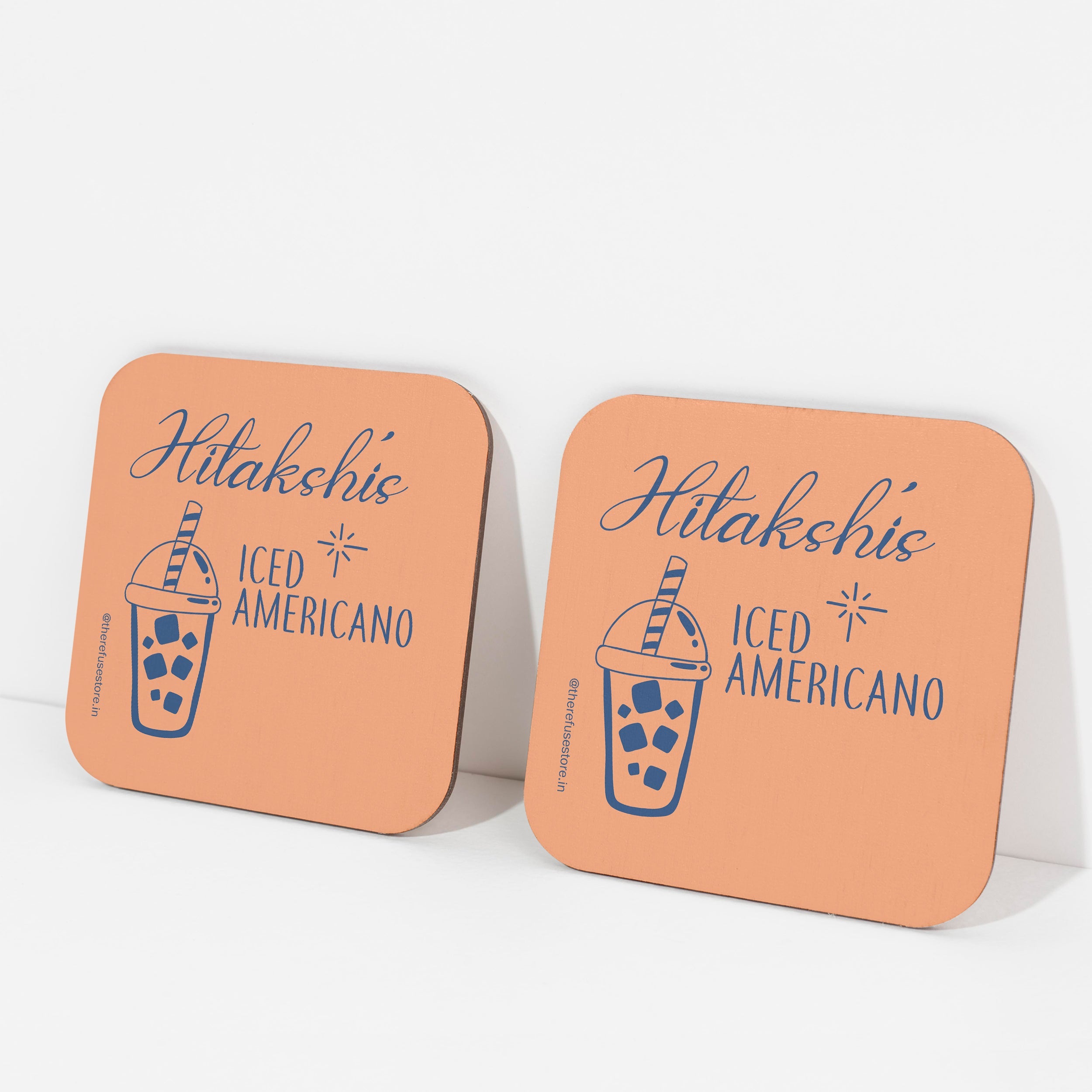 orange persoanlised Iced Americano coasters