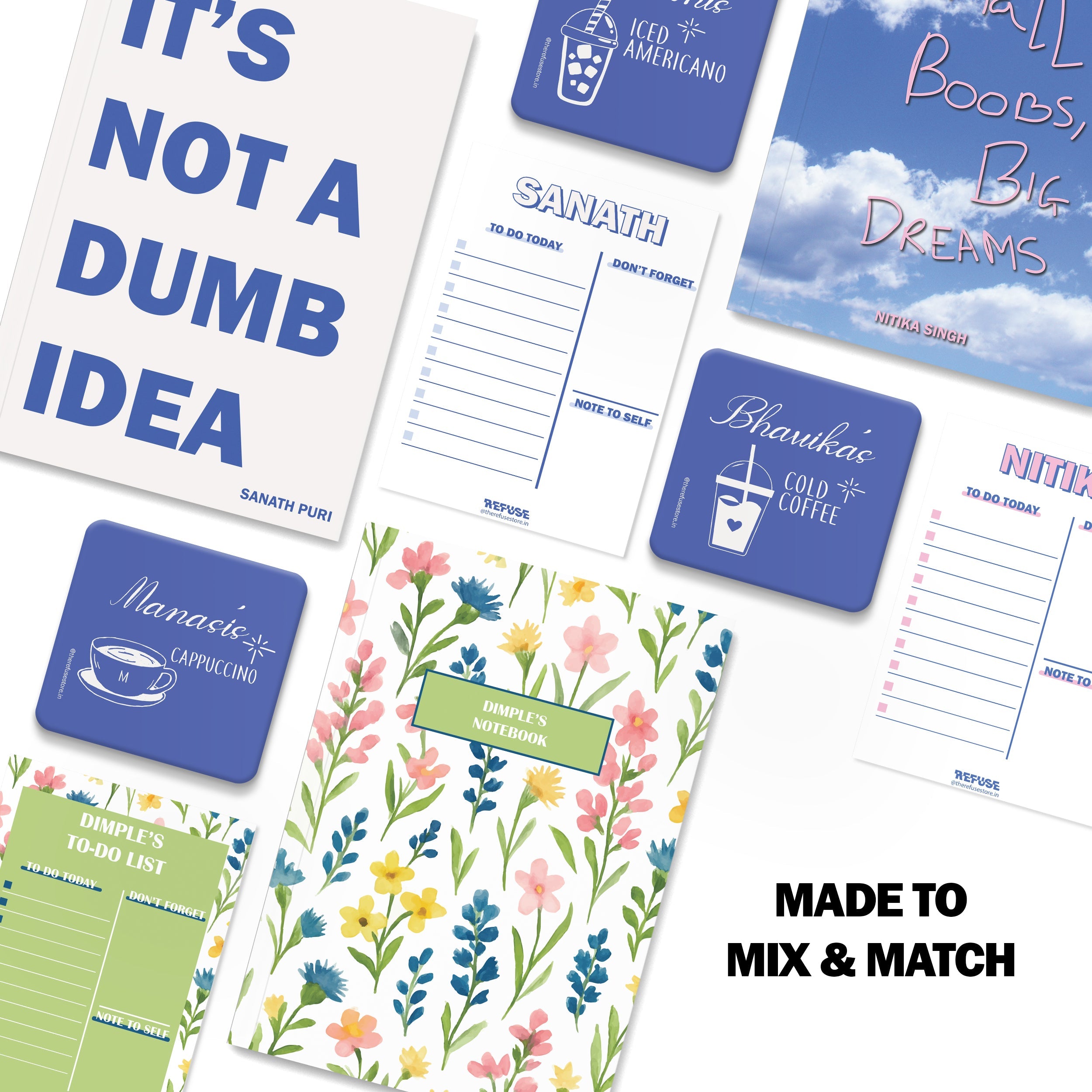 personalised notebook notepad & coaster set