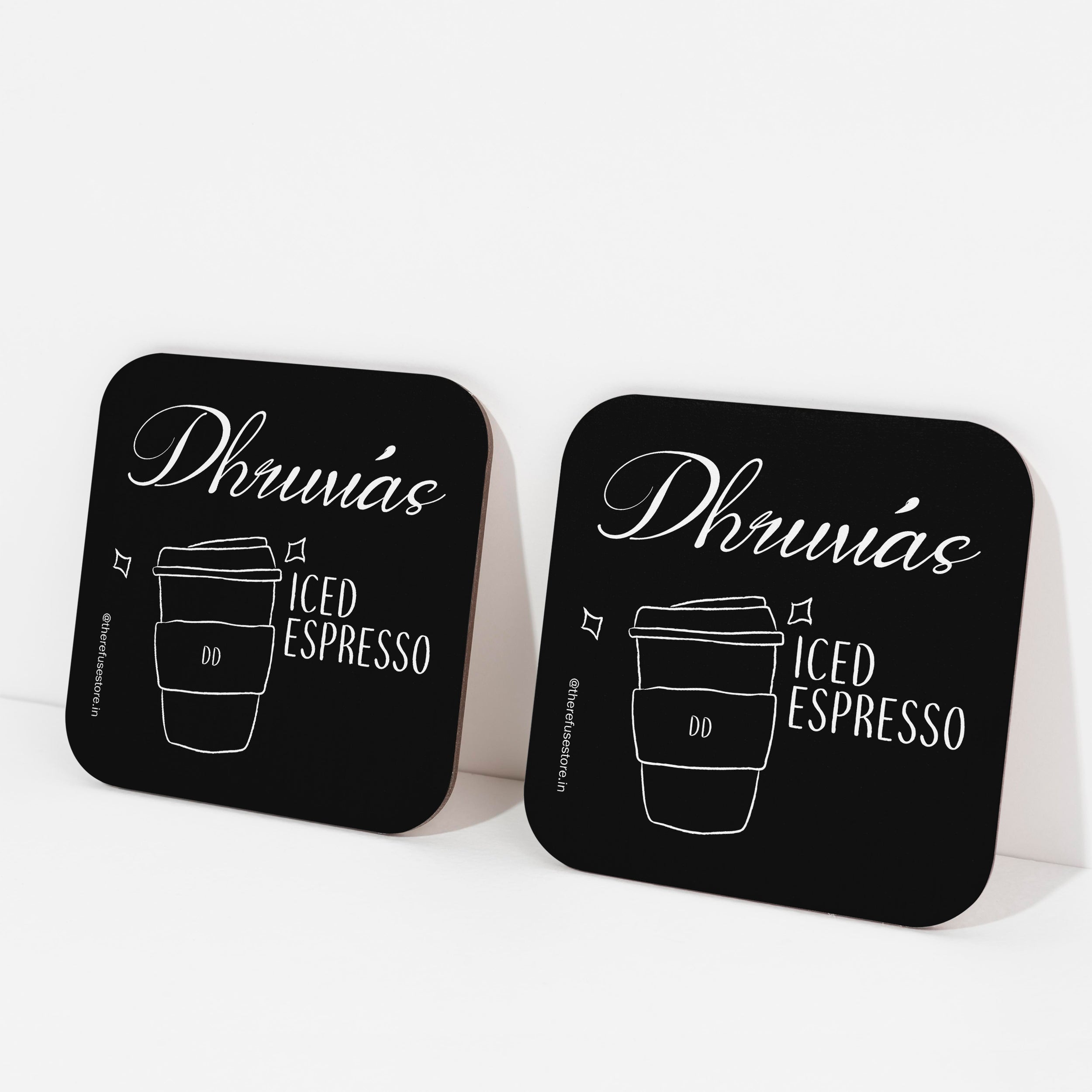 Black persoanlised Iced Espresso coasters