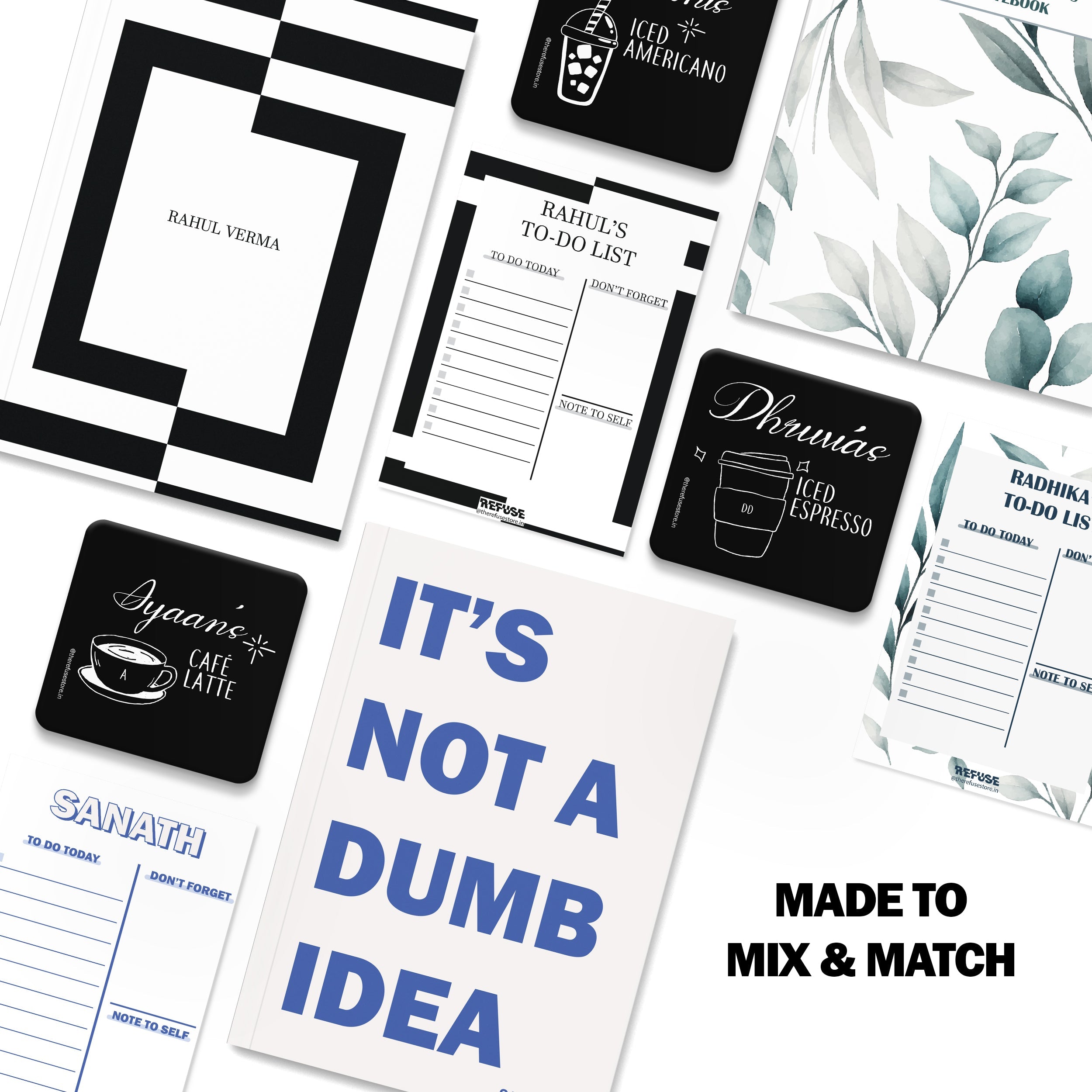 personalised notebook notepad & coaster set