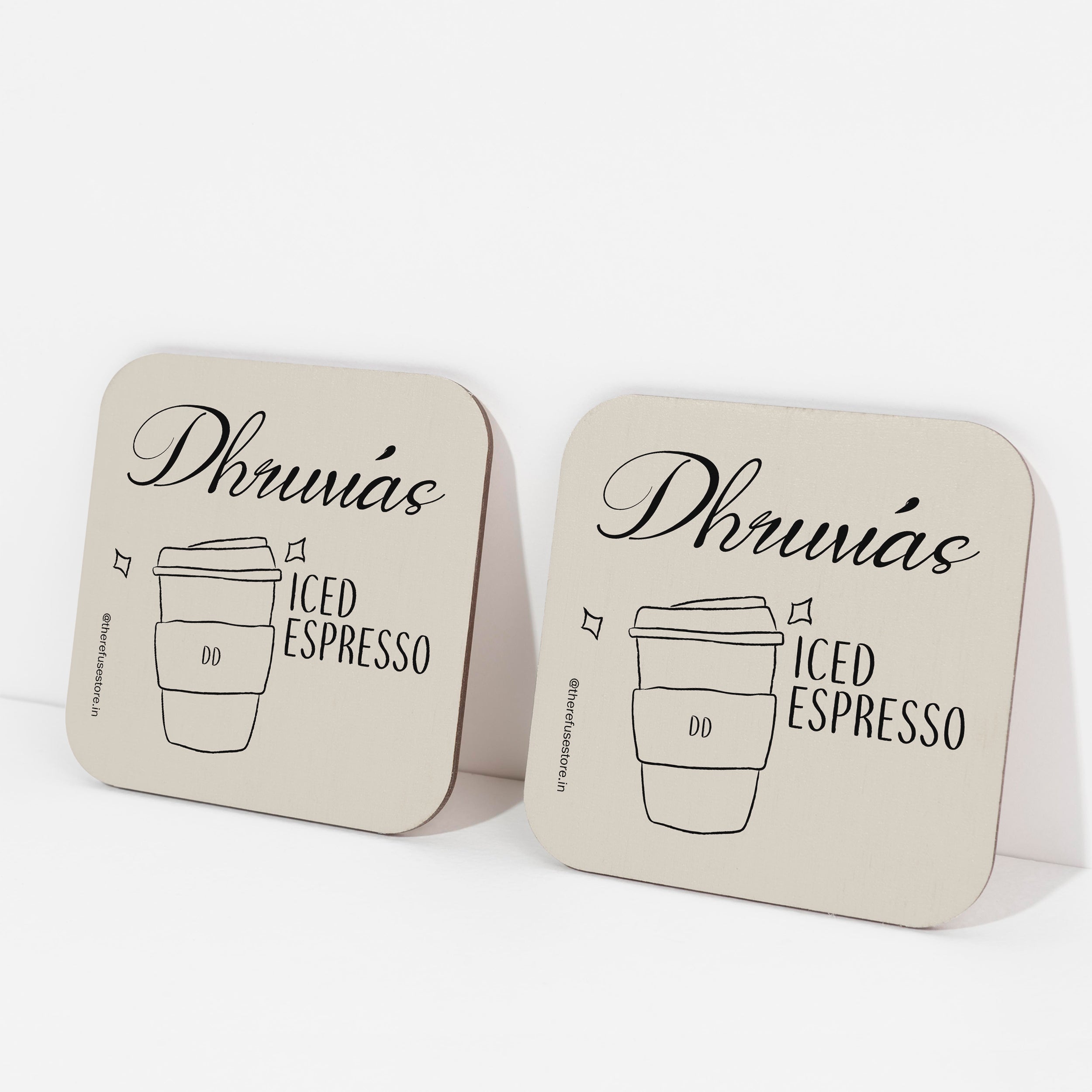 Beige persoanlised Iced Espresso coasters