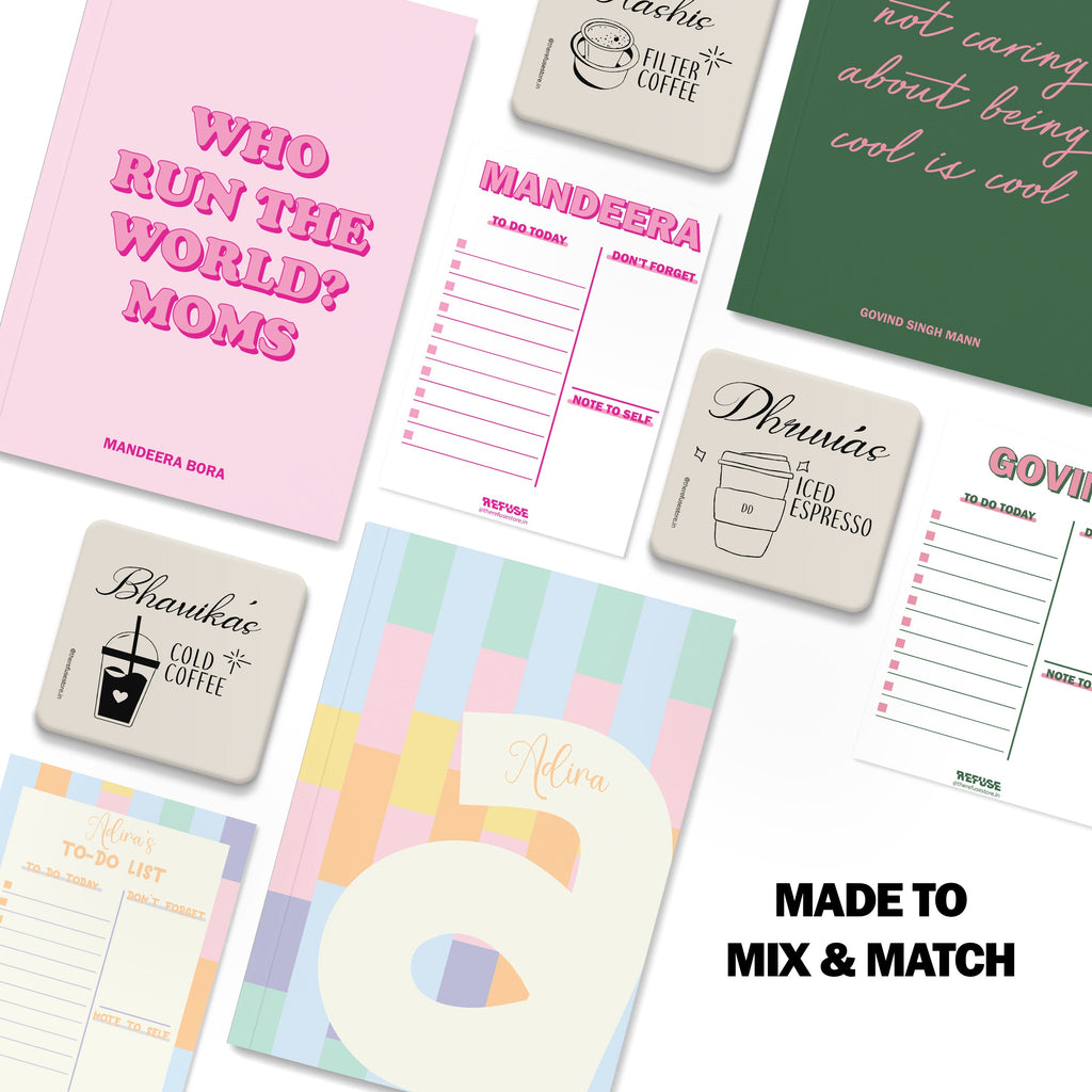 personalised notebook notepad & coaster set