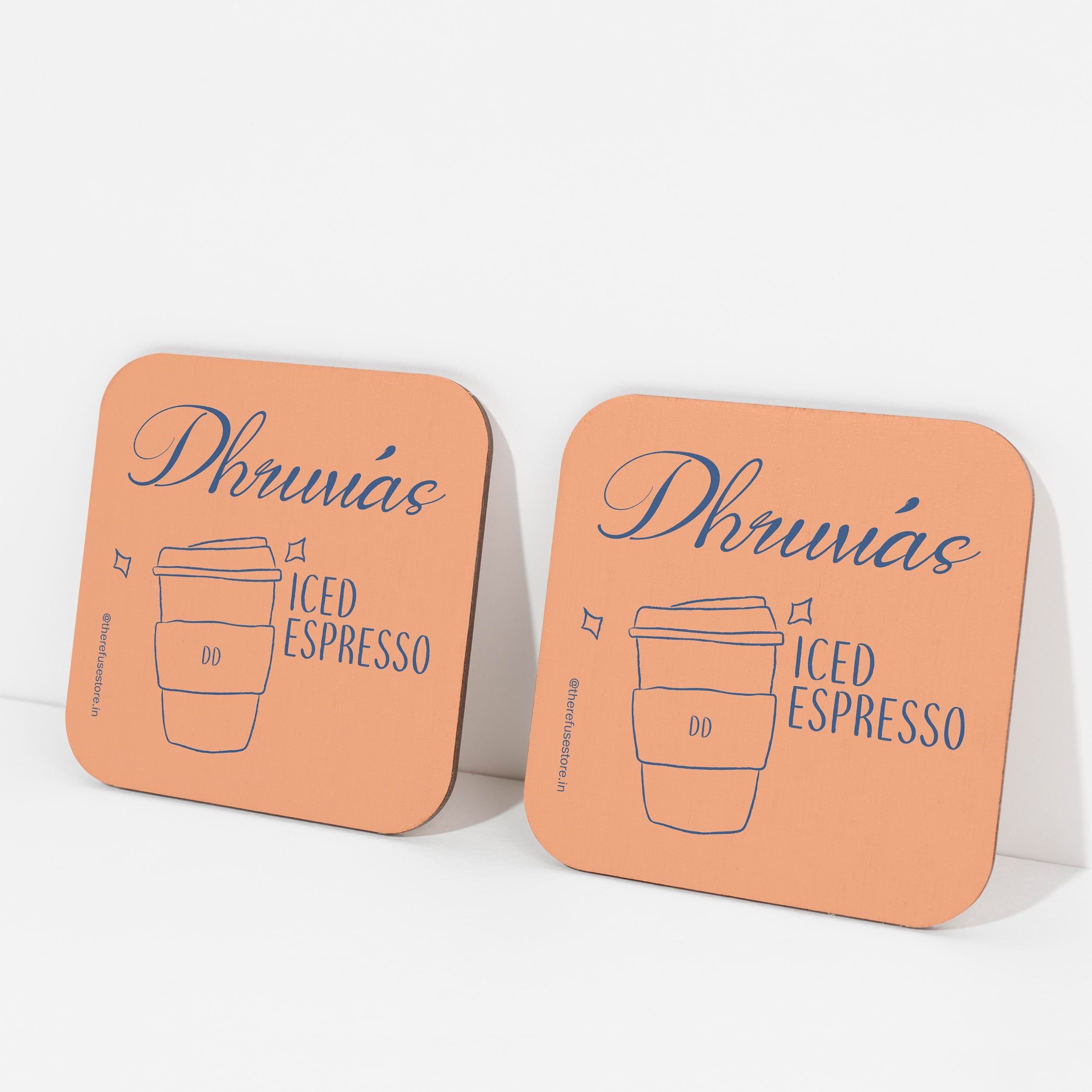 Orange persoanlised Iced Espresso coasters