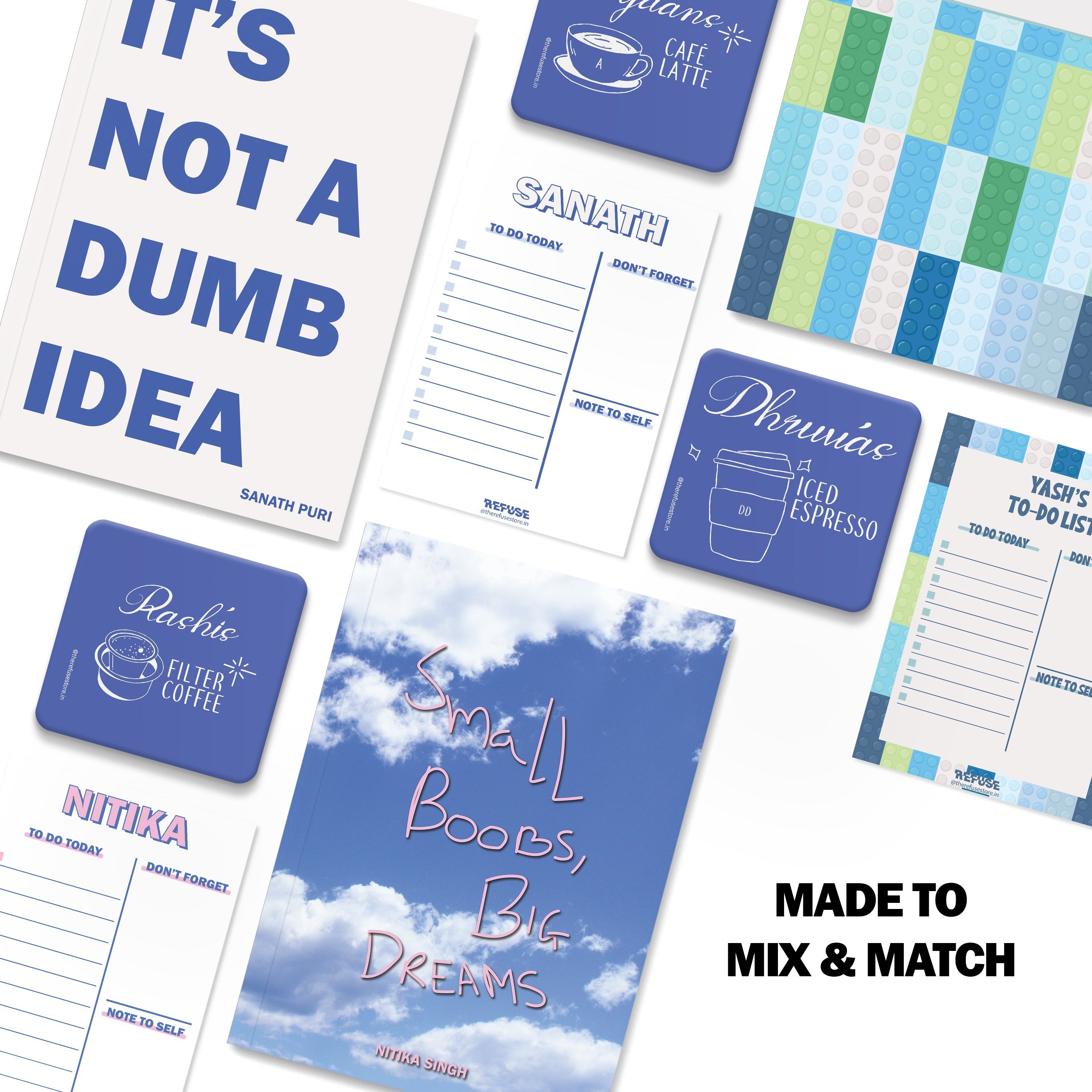 personalised notebook notepad & coaster set