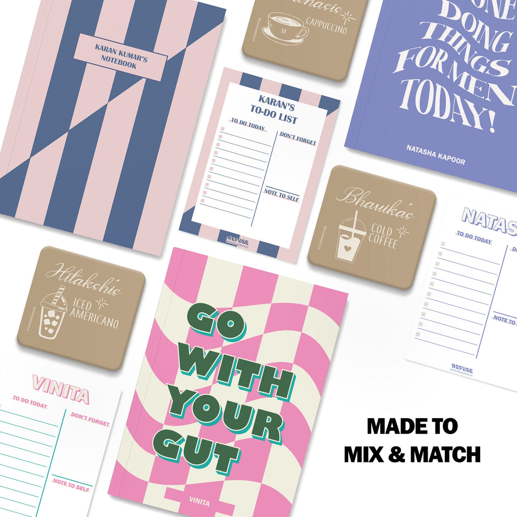 personalised notebook notepad & coaster set