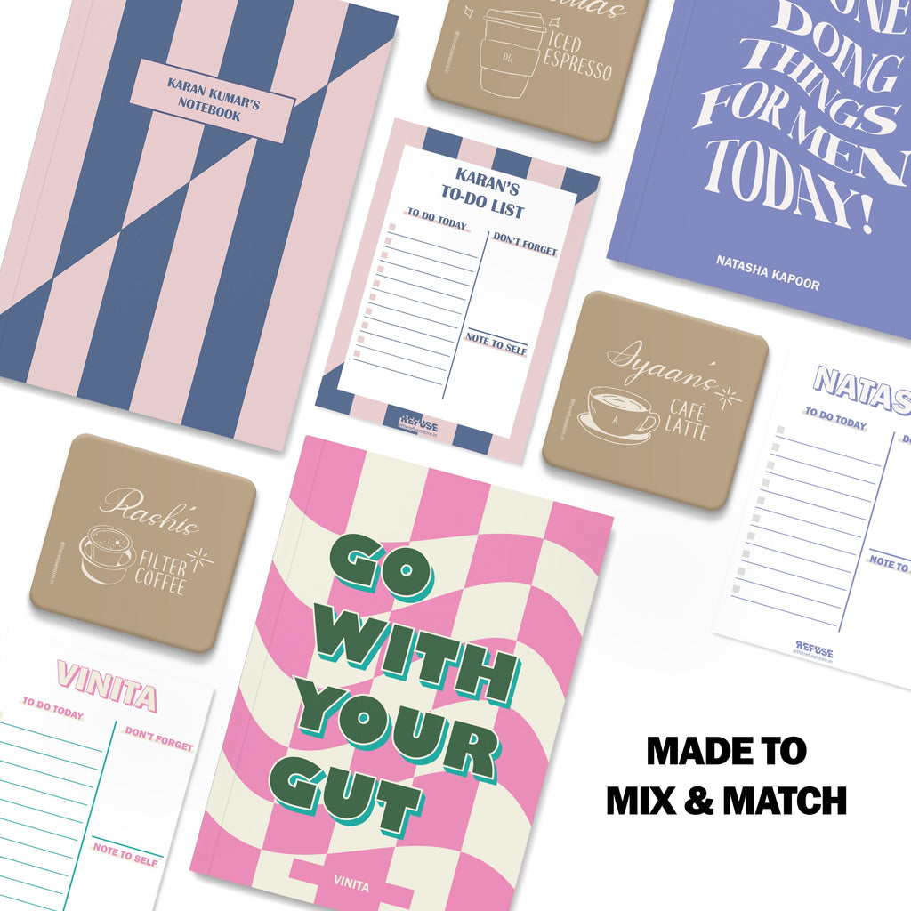 personalised notebook notepad & coaster set