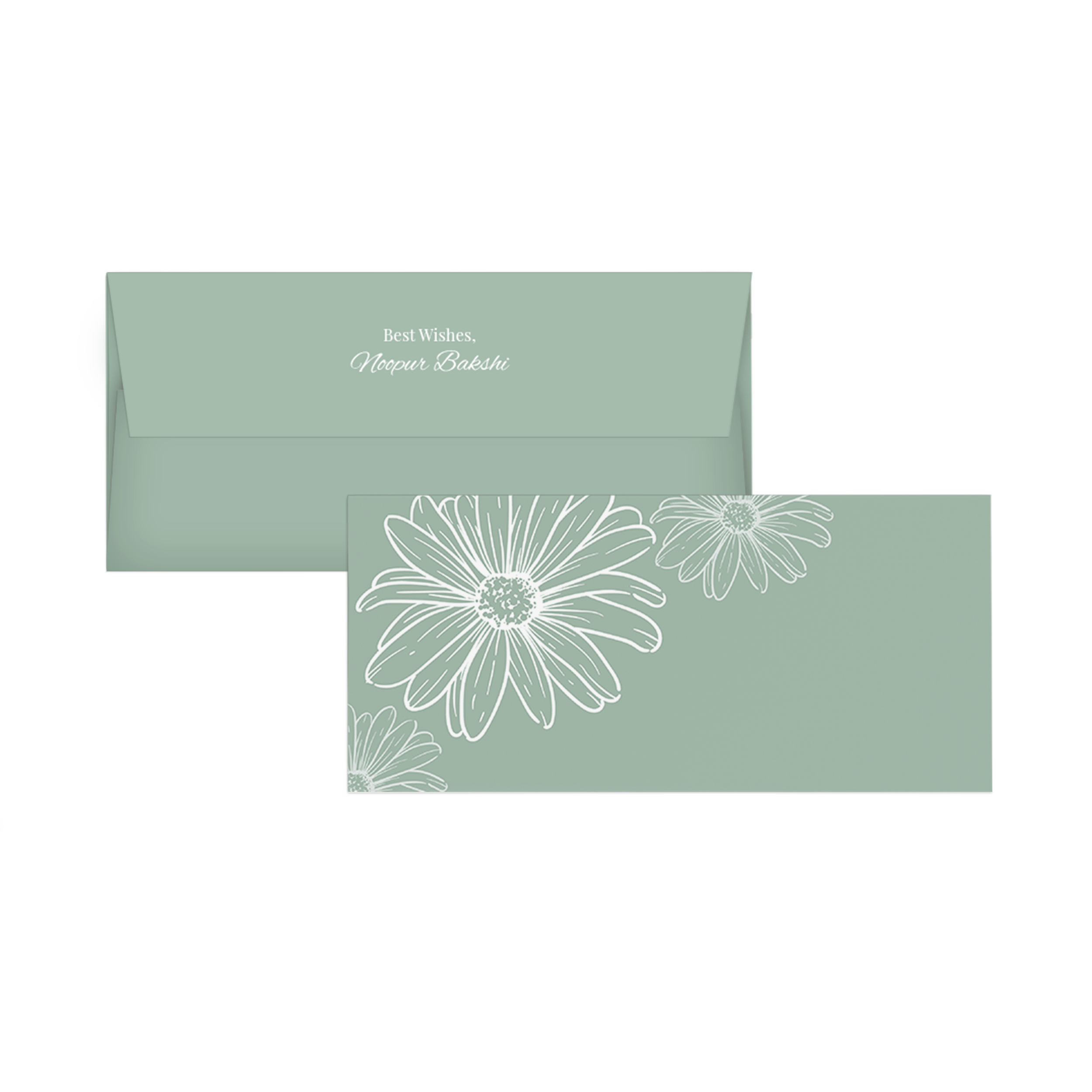 Green White Flower Personalised Money Envelopes