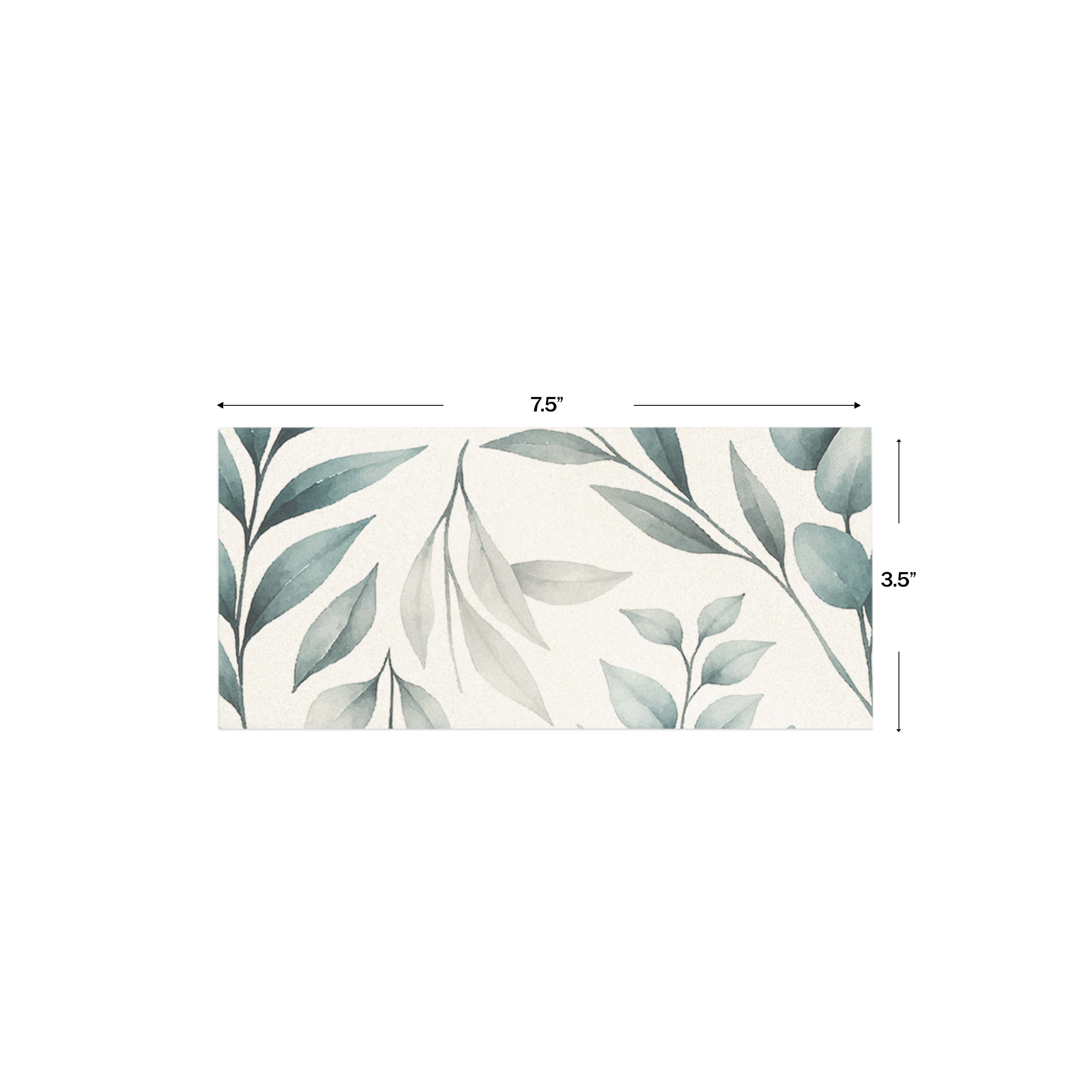 Green Leaves Metallic Personalised Money Envelopes shown with dimensions on a white background