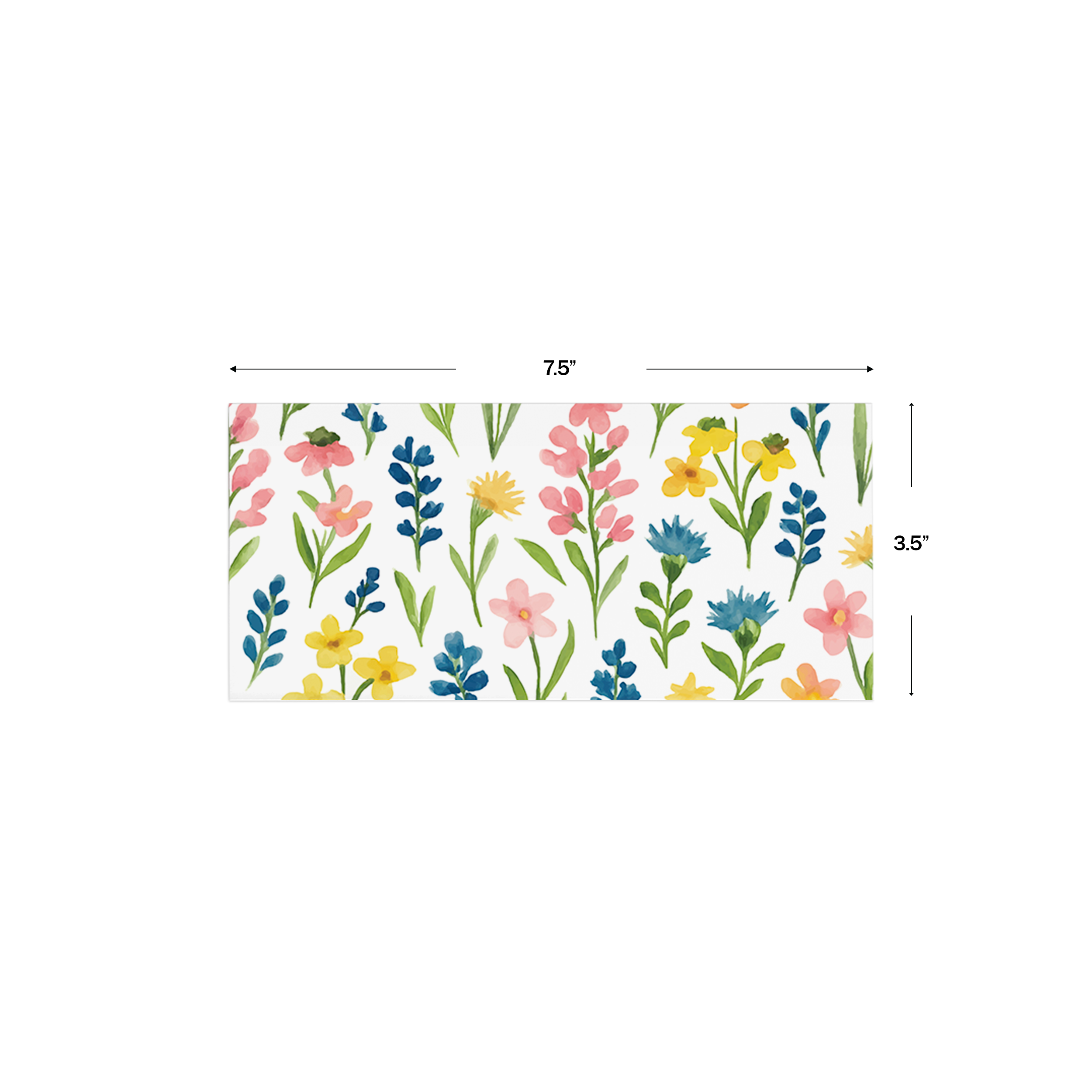 White Multi Floral Personalised Money Envelopes shown with dimensions on a white background