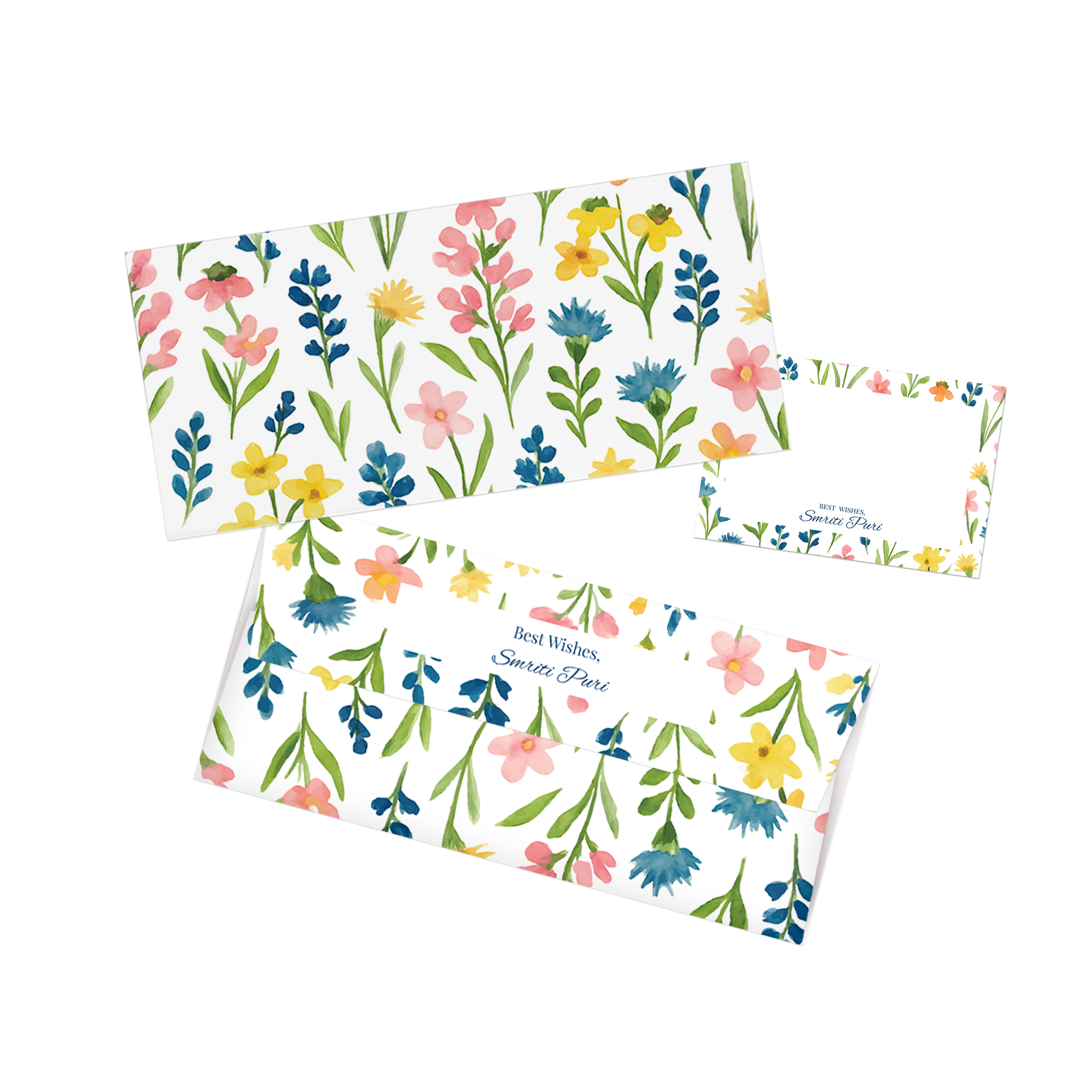White Multi Floral Personalised Money Envelopes with matching best wishes cards
