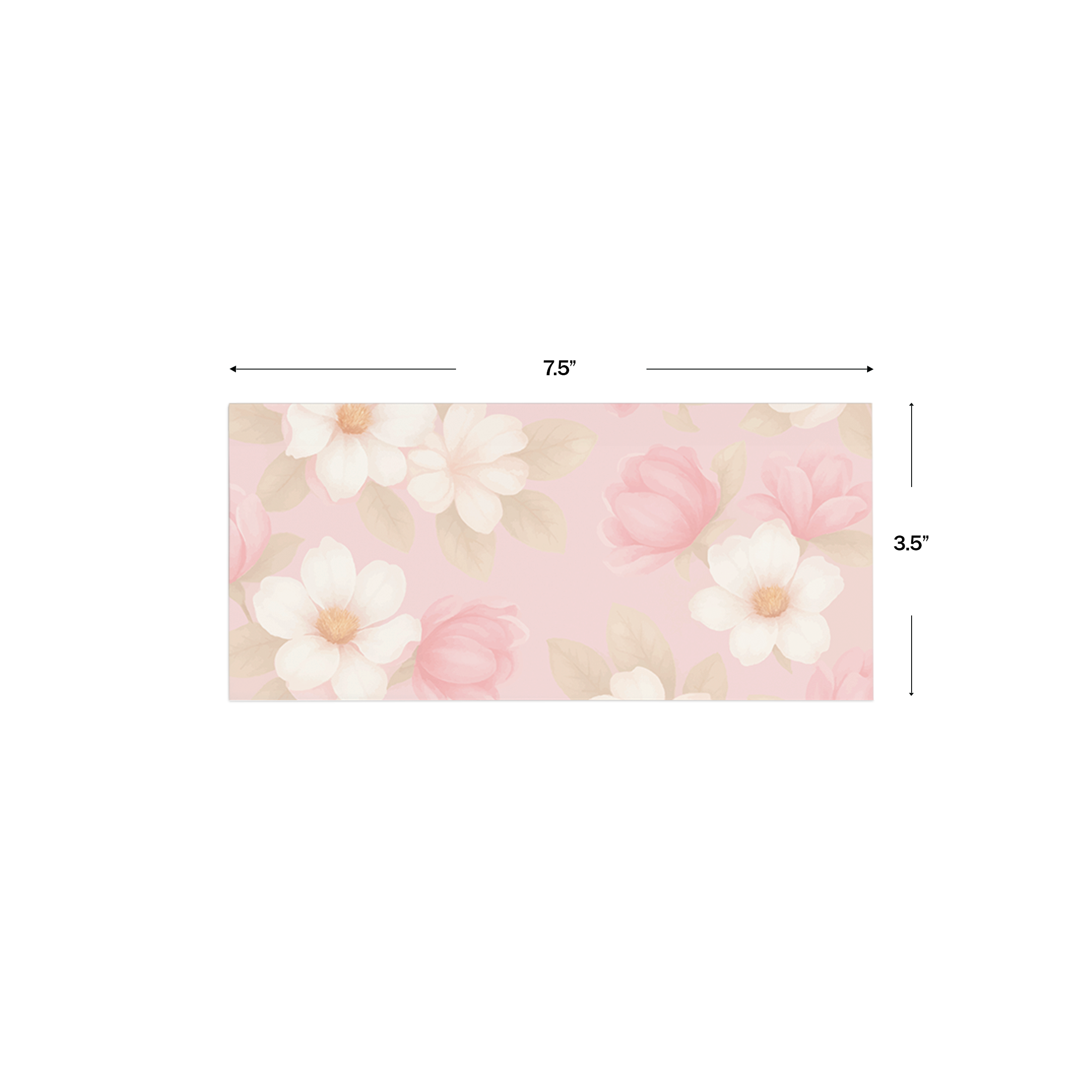 Shades Of Pink Floral Personalised Money Envelopes shown with dimensions on a white background