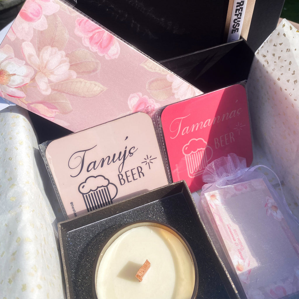 Shades Of Pink Floral Personalised Money Envelopes gift set