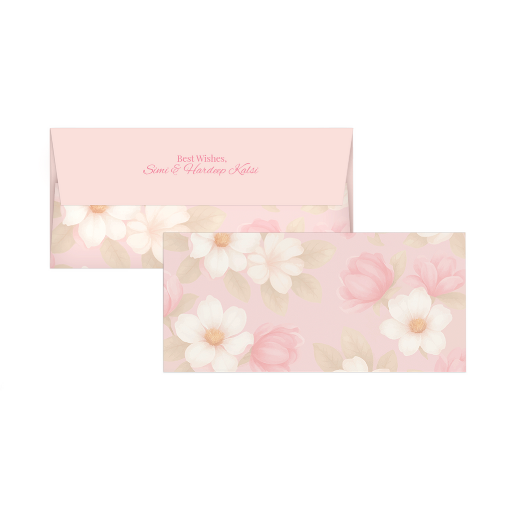Shades Of Pink Floral Personalised Money Envelopes