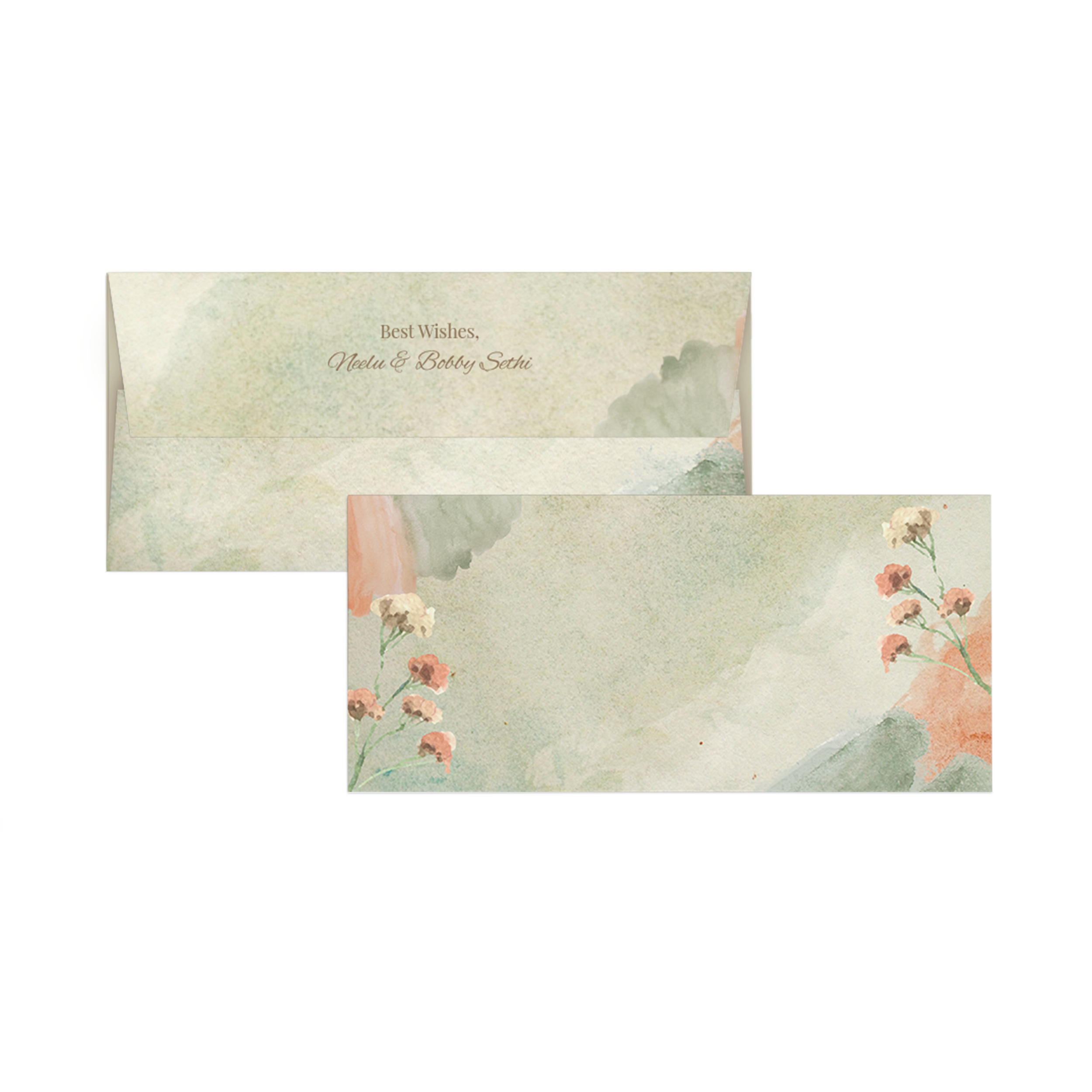 Green & Orange Watercolour Personalised Money Envelopes