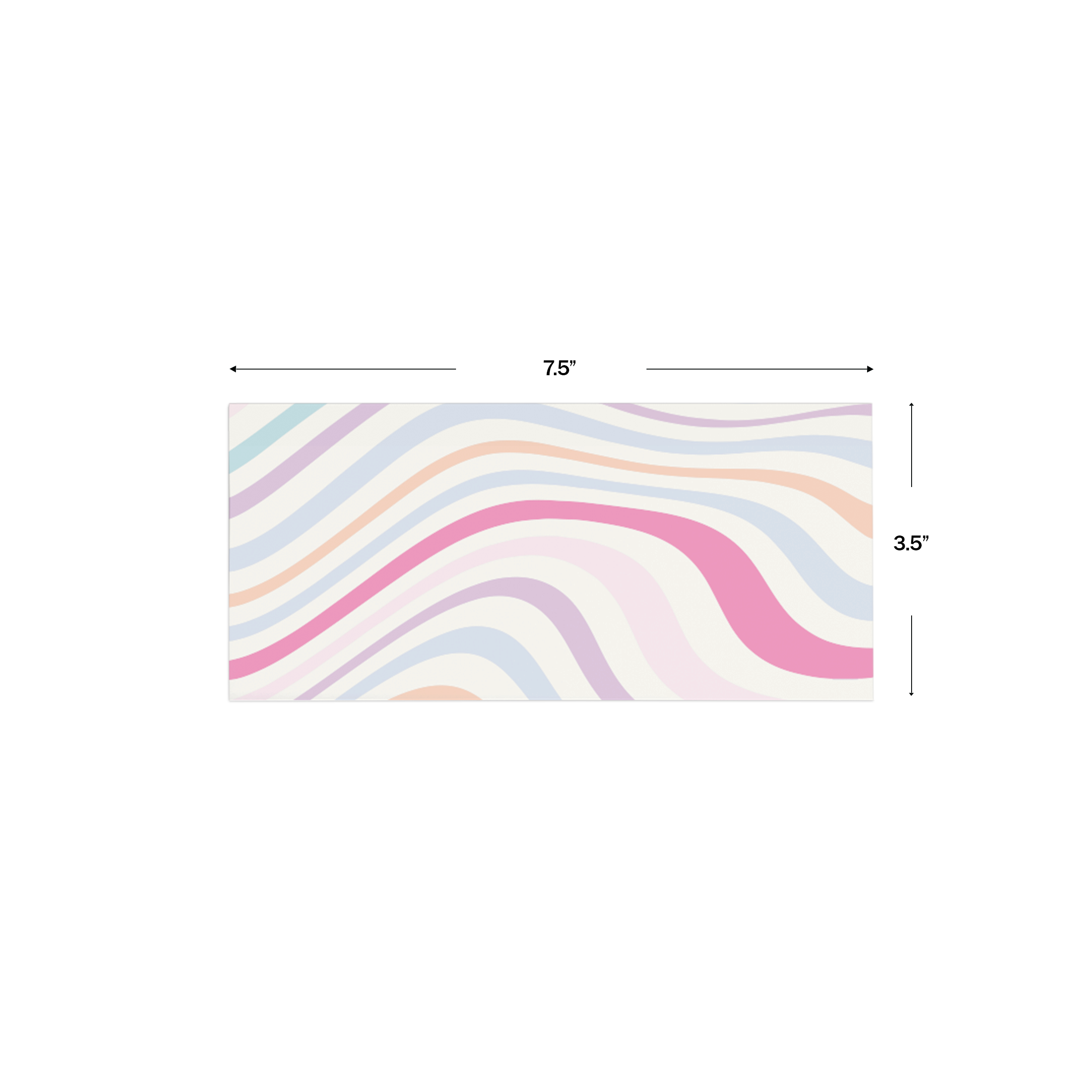 Wavy Pastels Personalised Money Envelopes shown with dimensions on a white background